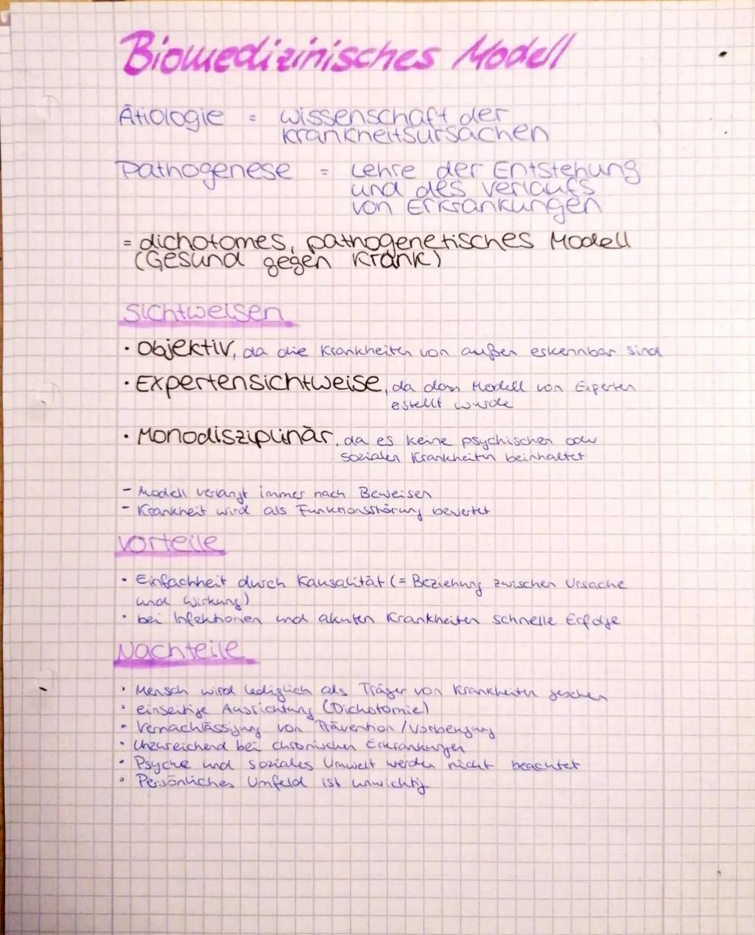 Biomedizinisches Modell
Wissenschaft der
Krankheitsursachen
Atiologie
Pathogenese
=
=
Lehre der Entstehung
und des Verlaufs
von Erkrankungen