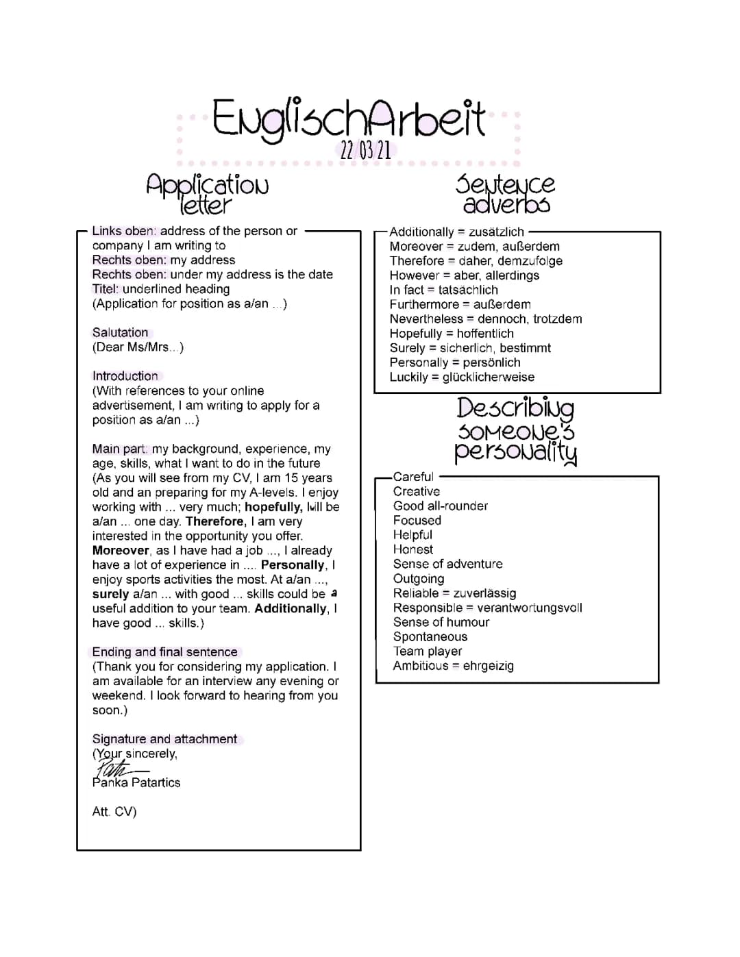 Application letter