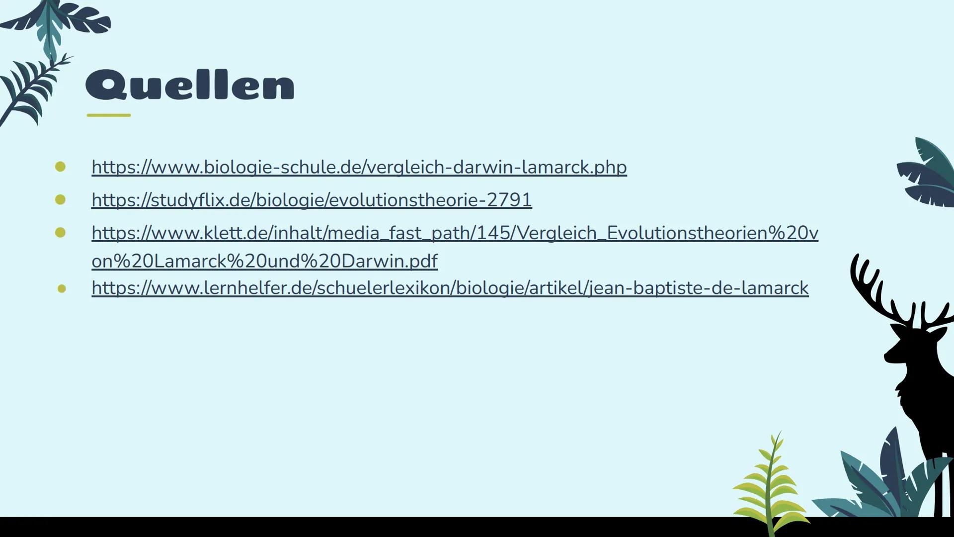 Evolutions
Theorien
Darwin
Lamarck
st 01
02
03
Lamarck Theorie
Darwin's Theorie
Heutige Sicht Was ist eine Evolutionstheorie?
Aus dem lat. E