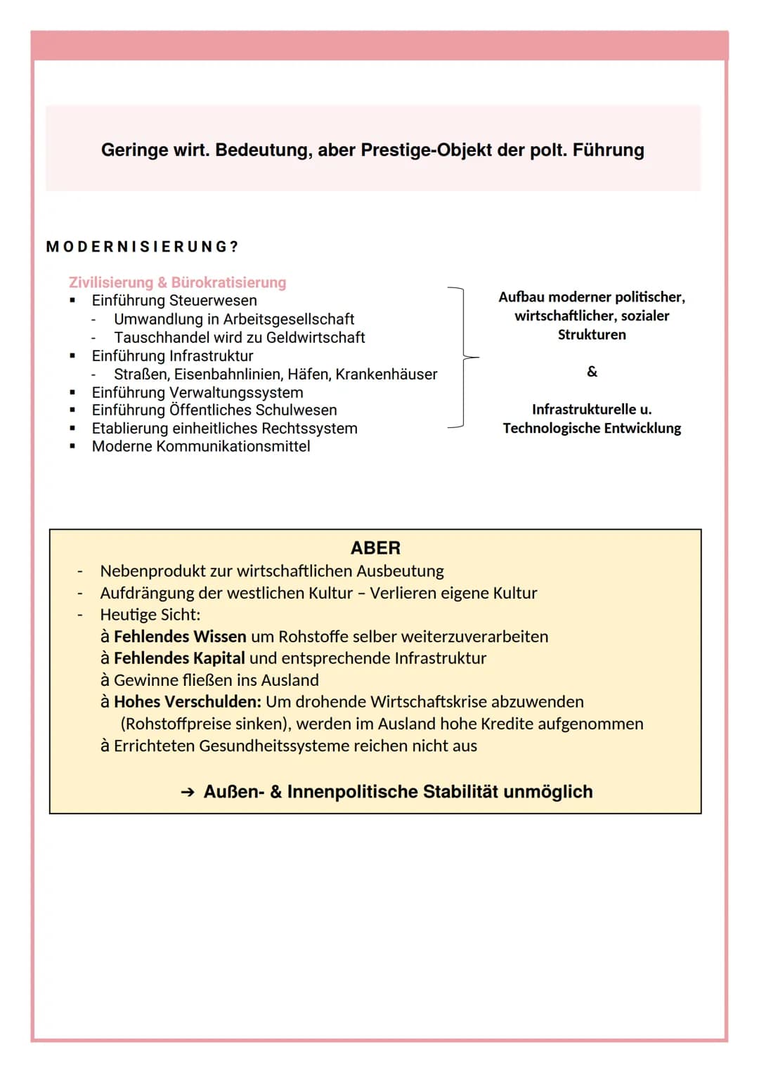 IMPERIALISMUS 1880-1914
IMPERIALISMUS
KOLONIALISMUS
I
■
■
SCHUTZBRIEF
.
Ausgeprägte politische & wirtschaftliche Ausnutzung und Abhängigkeit