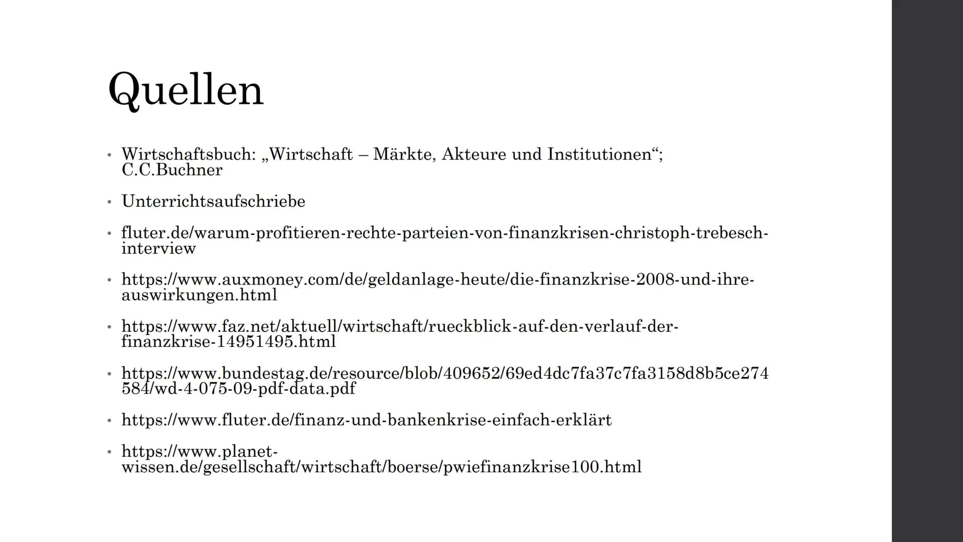 Finanzkrise 2008
Hat sie wirklich nur Unheil angerichtet?
Index 1.56
1 0 0 0 0 0 Auslöser der Finanzkrise
●
●
Häuslebauer konnten Kredite ni