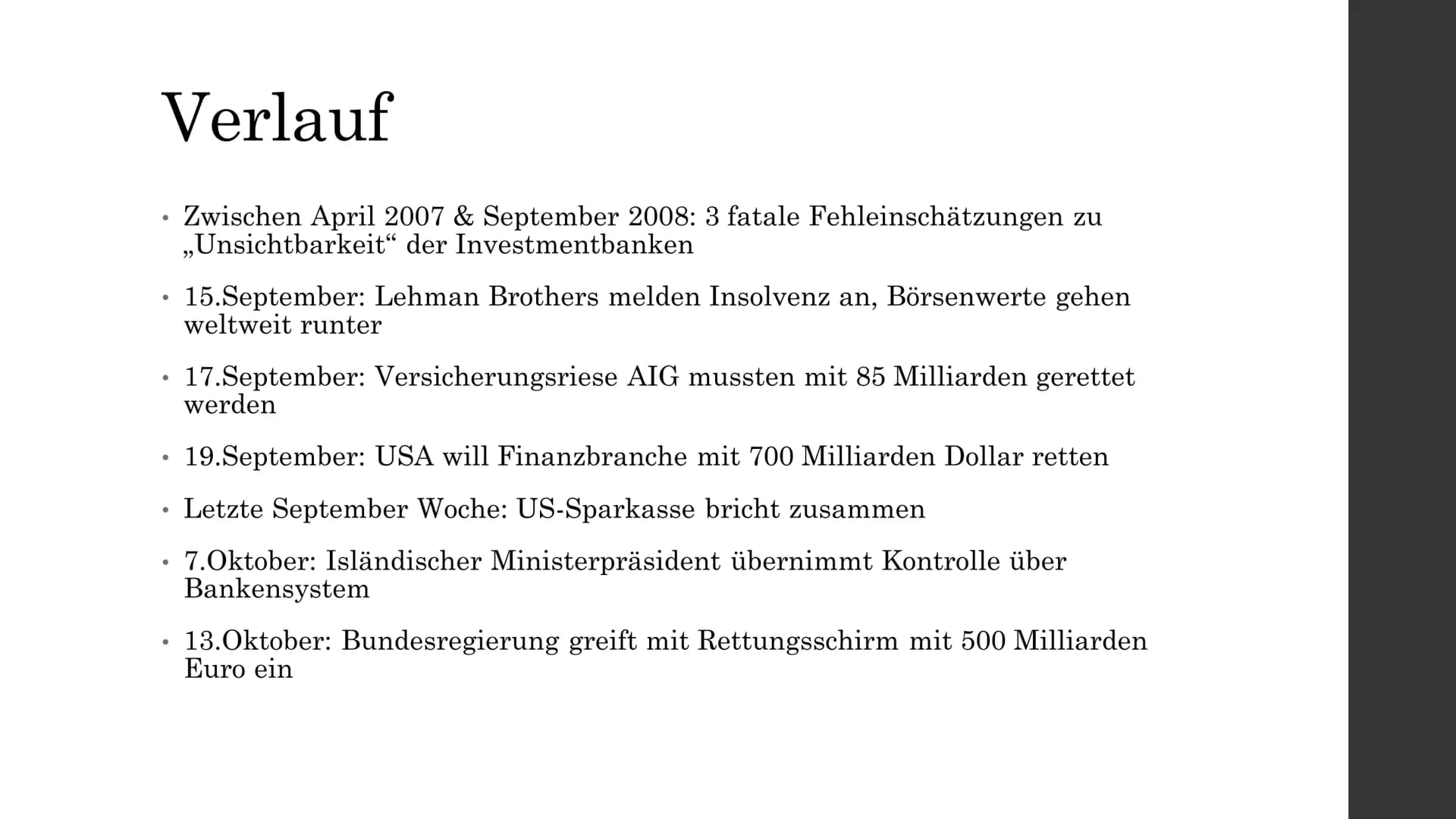 Finanzkrise 2008
Hat sie wirklich nur Unheil angerichtet?
Index 1.56
1 0 0 0 0 0 Auslöser der Finanzkrise
●
●
Häuslebauer konnten Kredite ni