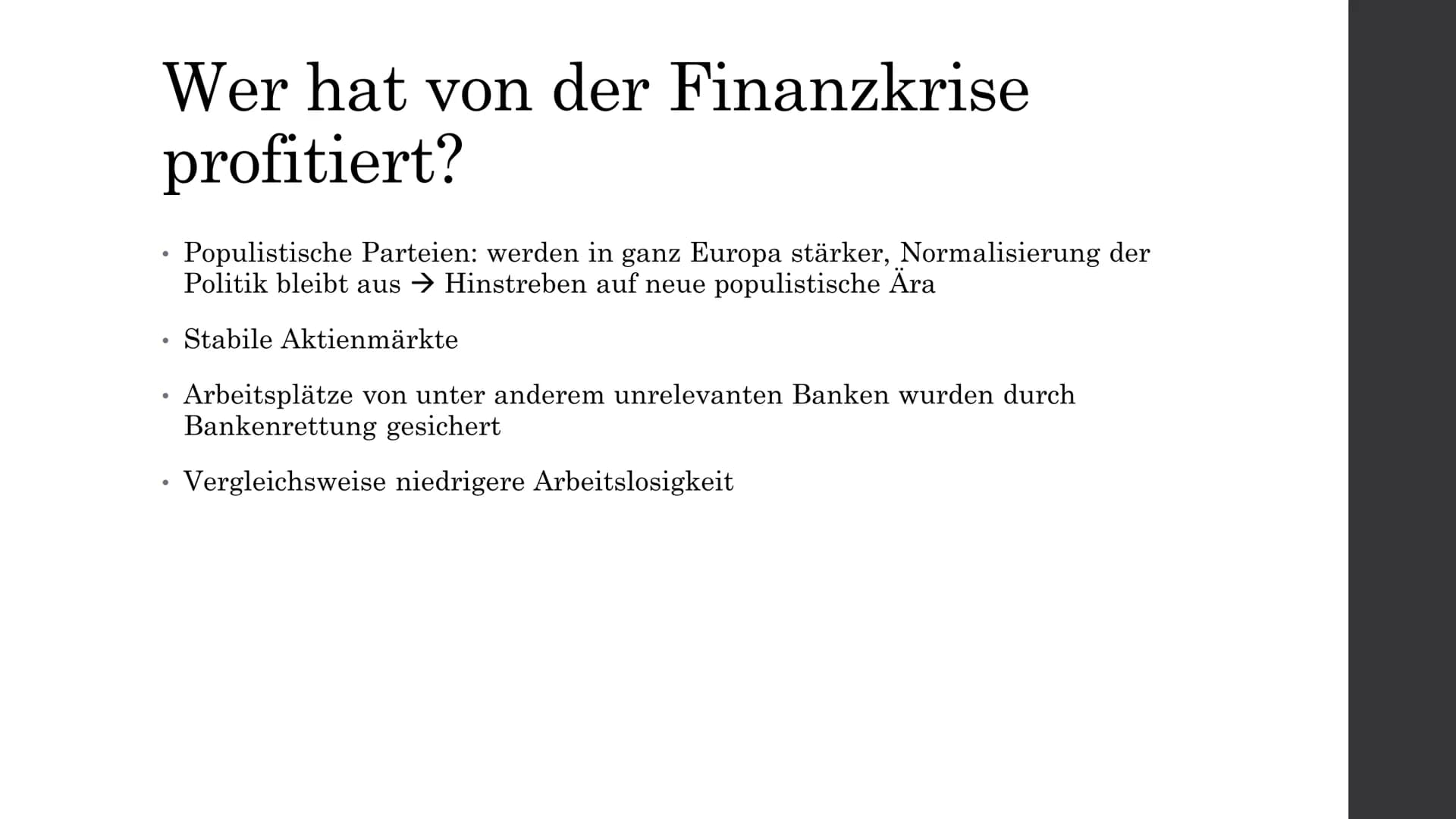 Finanzkrise 2008
Hat sie wirklich nur Unheil angerichtet?
Index 1.56
1 0 0 0 0 0 Auslöser der Finanzkrise
●
●
Häuslebauer konnten Kredite ni