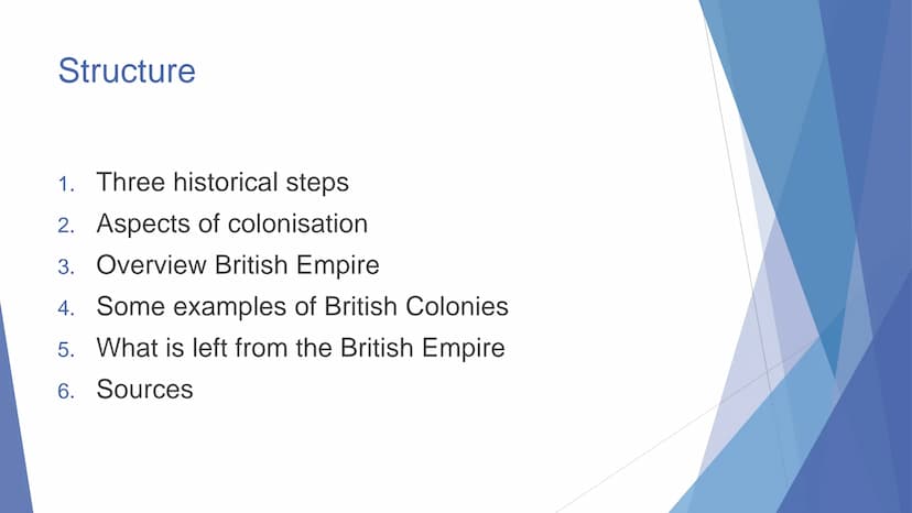 The British
Empire Structure
1. Three historical steps
2. Aspects of colonisation
3. Overview British Empire
4. Some examples of British Col