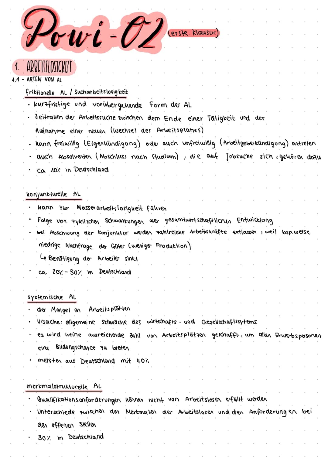 Powi-02---
1. ARBEITSLOSIGKEIT
1.1 ARTEN VON AL
friktionelle AL/Sucharbeitslosigkeit
(erste klausur)
kurzfristige und vorübergehende Form de