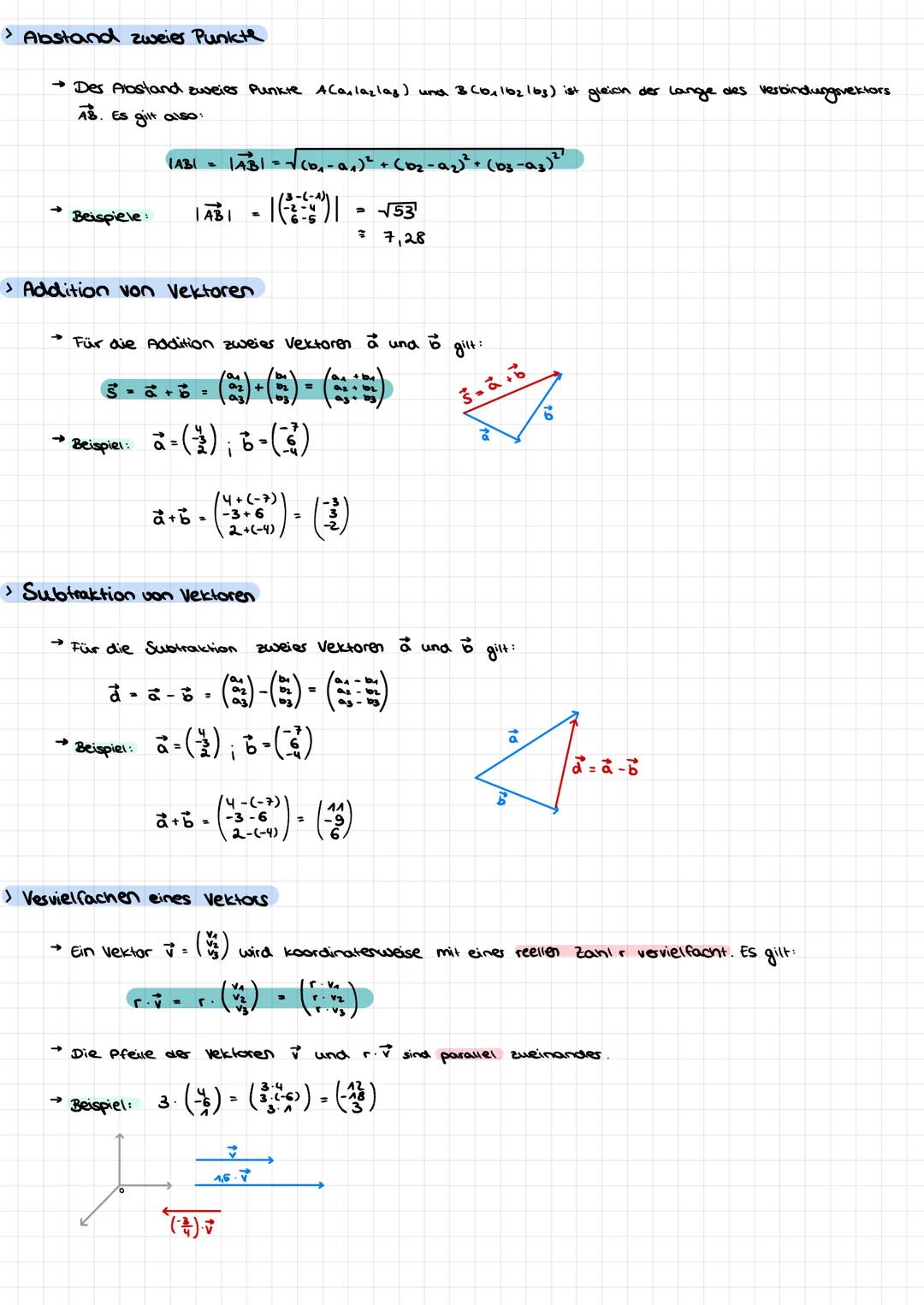 > Definition
→ (1) Ein Vektor mit drei koordinaten ist ein geordnetes zamientripes, das coir als Spalte schreiben.
kleinen Buchstaben und ei
