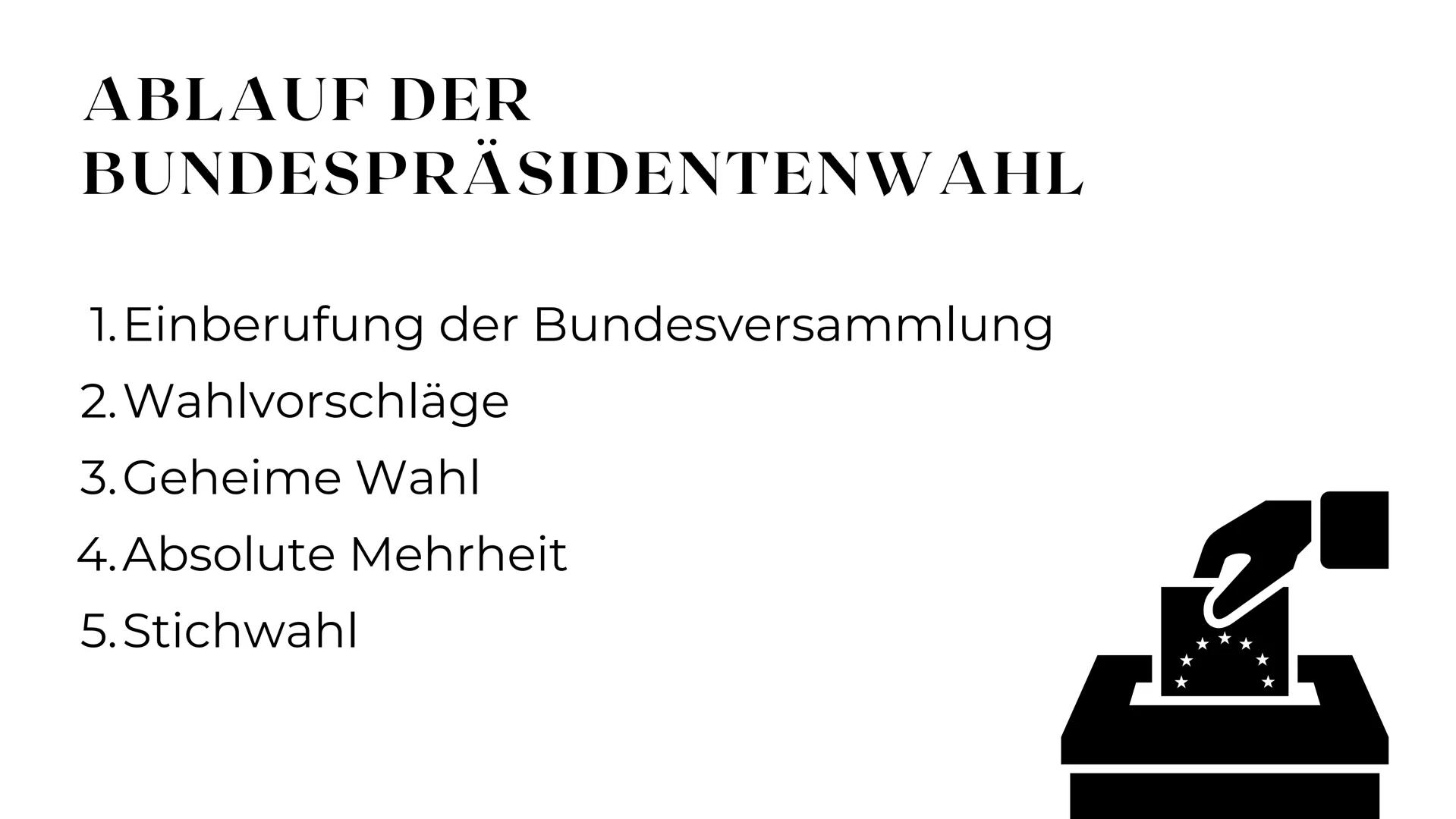 Bundespräsident/
Bundesversammlung Gliederung
1. ALLGEMEINE INFORMATIONEN
2. BISHERIGE BUNDESPRÄSIDENTEN
3.
4. AKTUALITÄT
5. BUNDESPRÄSIDENT