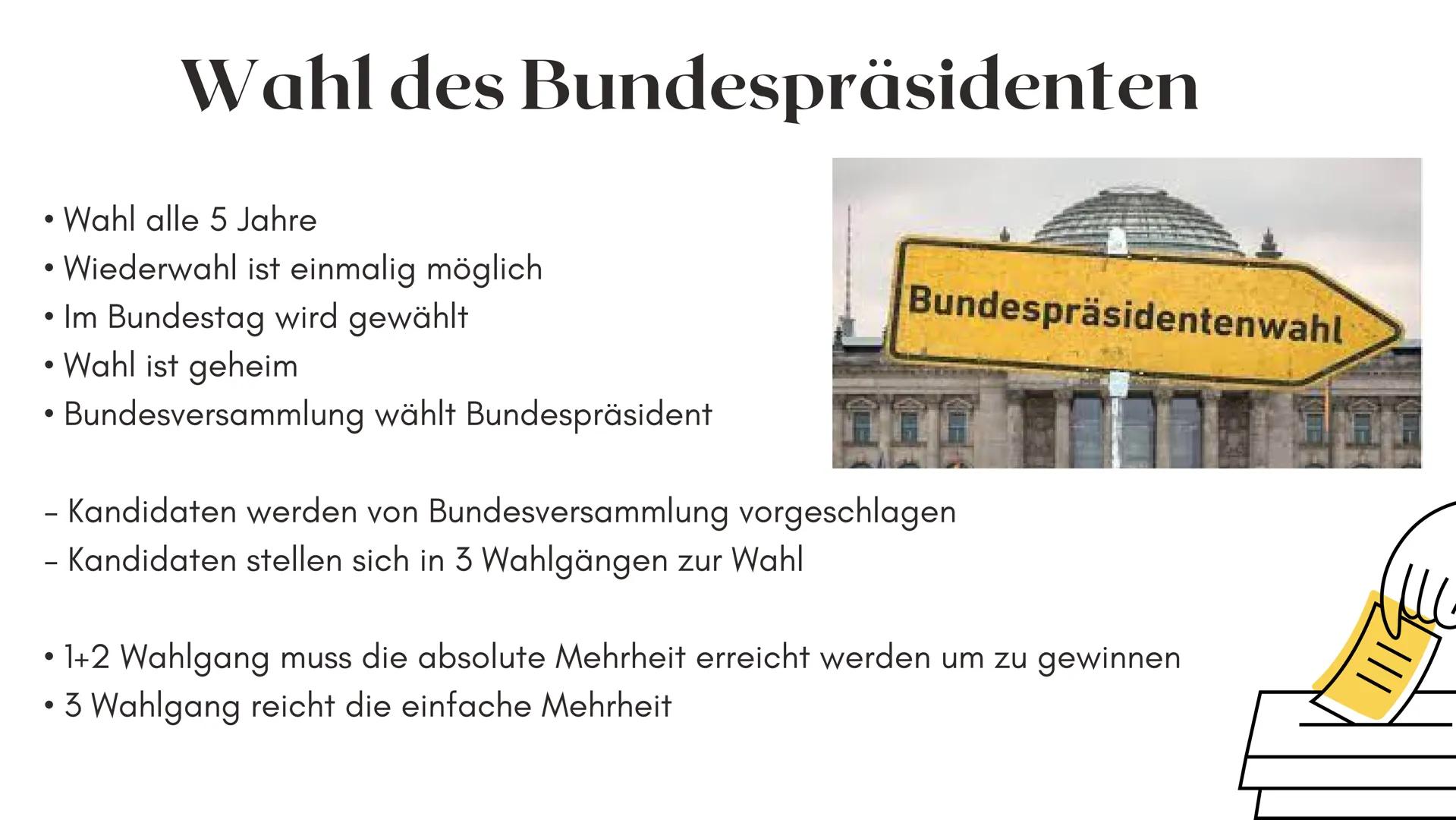 Bundespräsident/
Bundesversammlung Gliederung
1. ALLGEMEINE INFORMATIONEN
2. BISHERIGE BUNDESPRÄSIDENTEN
3.
4. AKTUALITÄT
5. BUNDESPRÄSIDENT