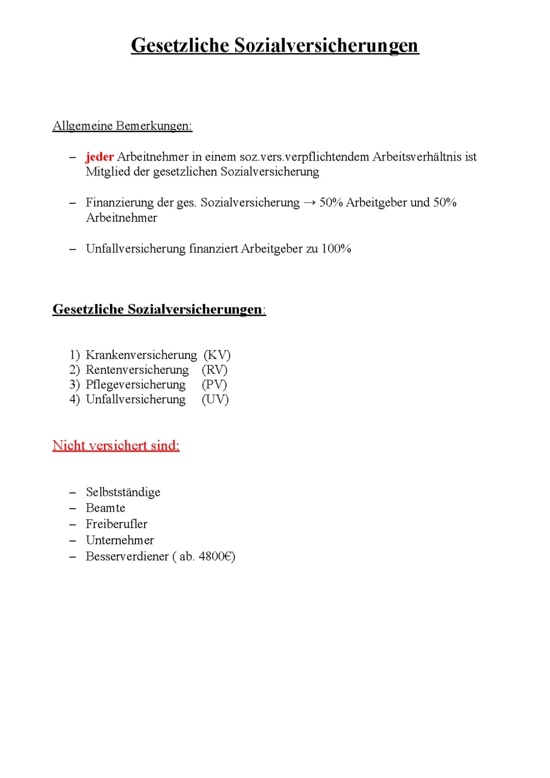 Gesetzliche Sozialversicherungen
