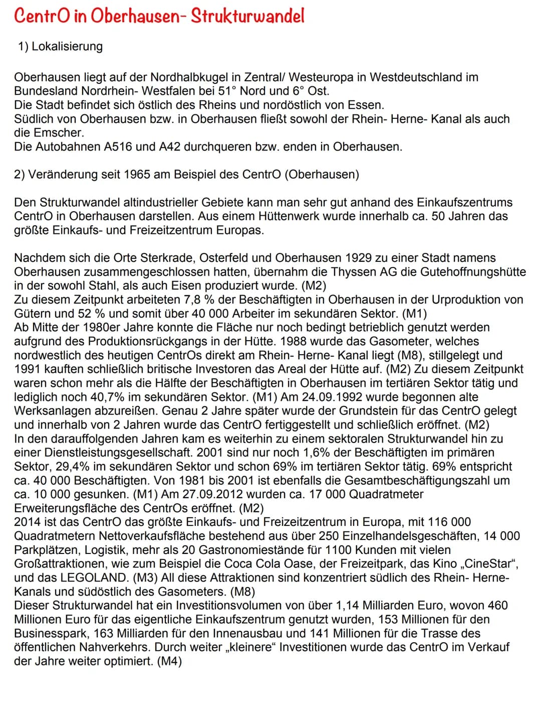 Centro in Oberhausen- Strukturwandel
1) Lokalisierung
Oberhausen liegt auf der Nordhalbkugel in Zentral/ Westeuropa in Westdeutschland im
Bu