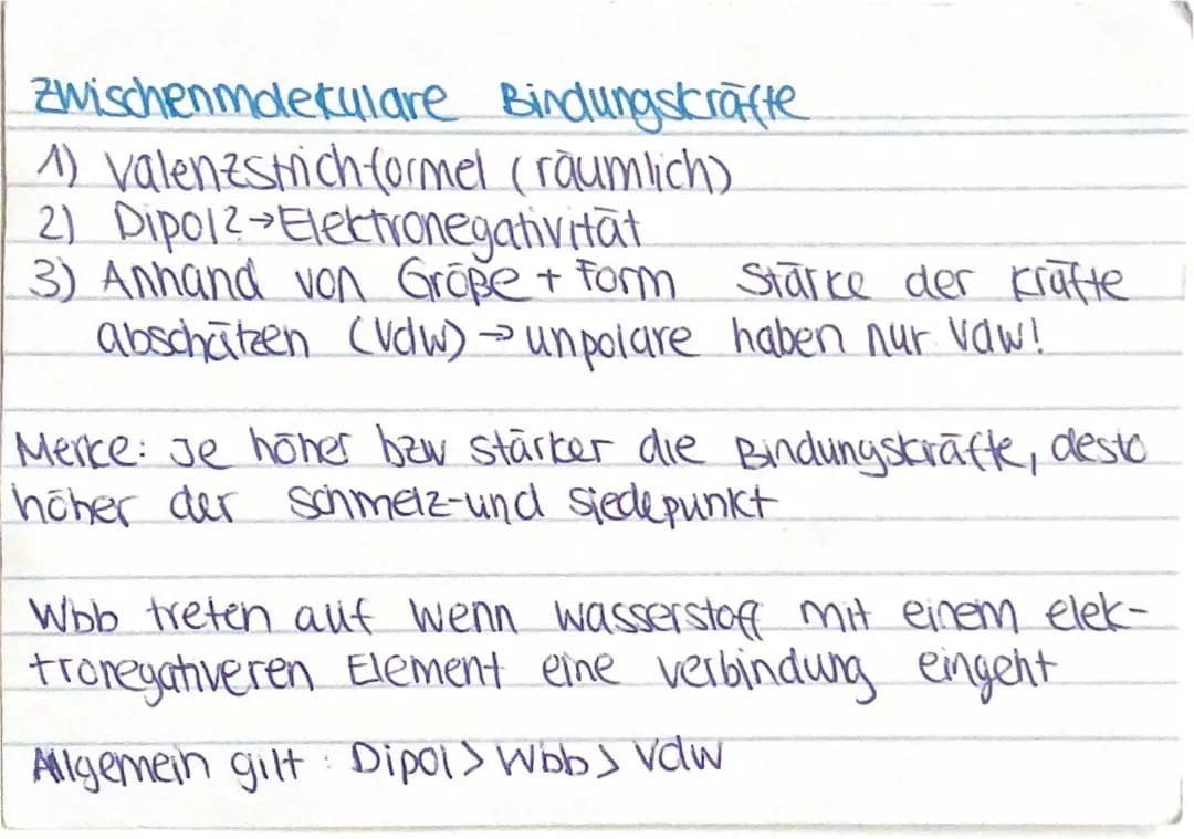 Zwischenmolekulare Bindungskräfte