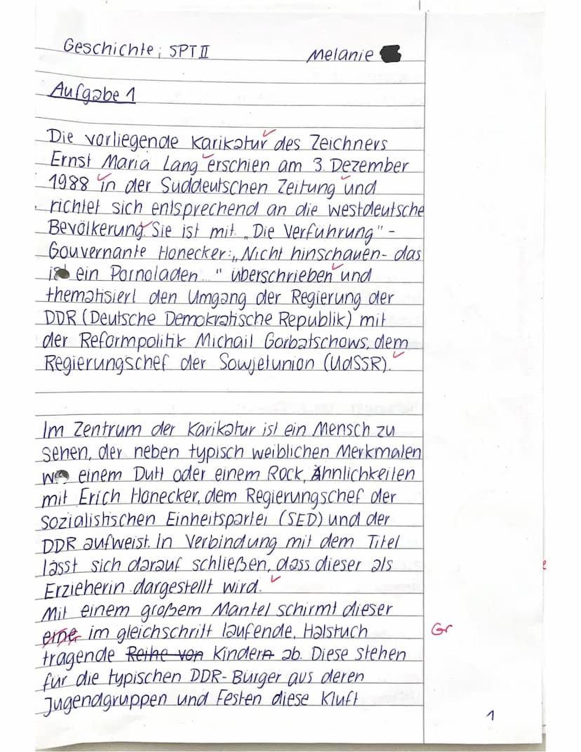 12_2: KA No. 1
Name:
Melanie.
●
0 Zugelassene Hilfsmittel: Operatorenliste, Taschenrechner
GESCHICHTE (Leistungsfach)
VP: 32/
36
✓
Thema: Sc