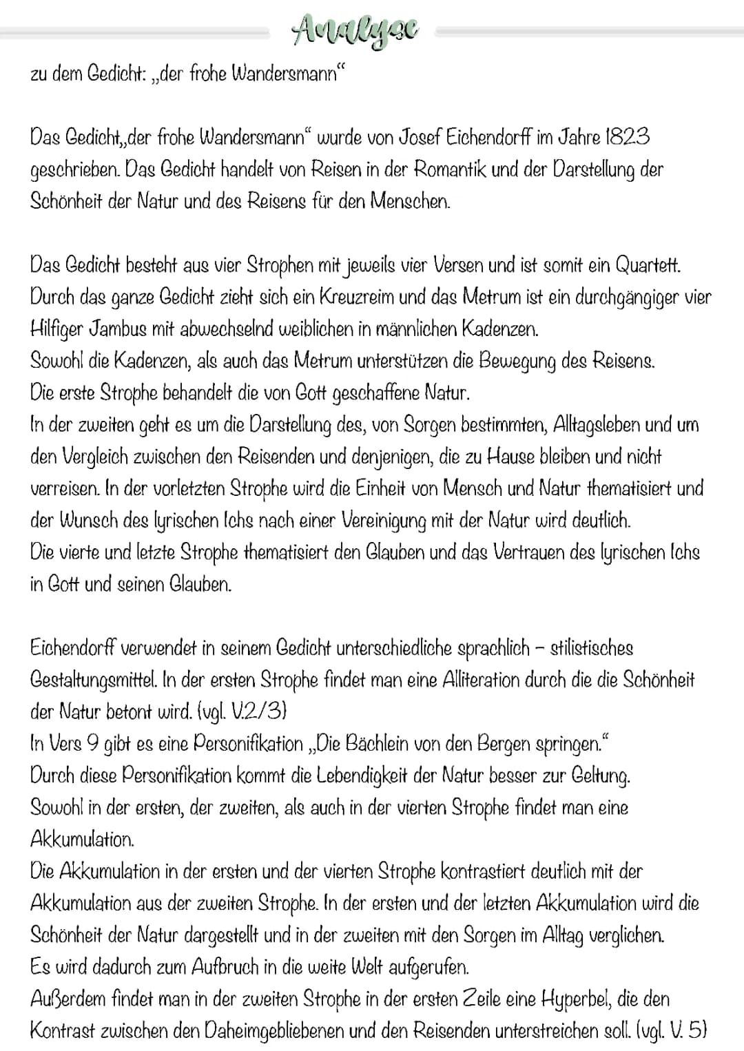Gedichtanalyse: ,,der frohe Wandersmann‘‘