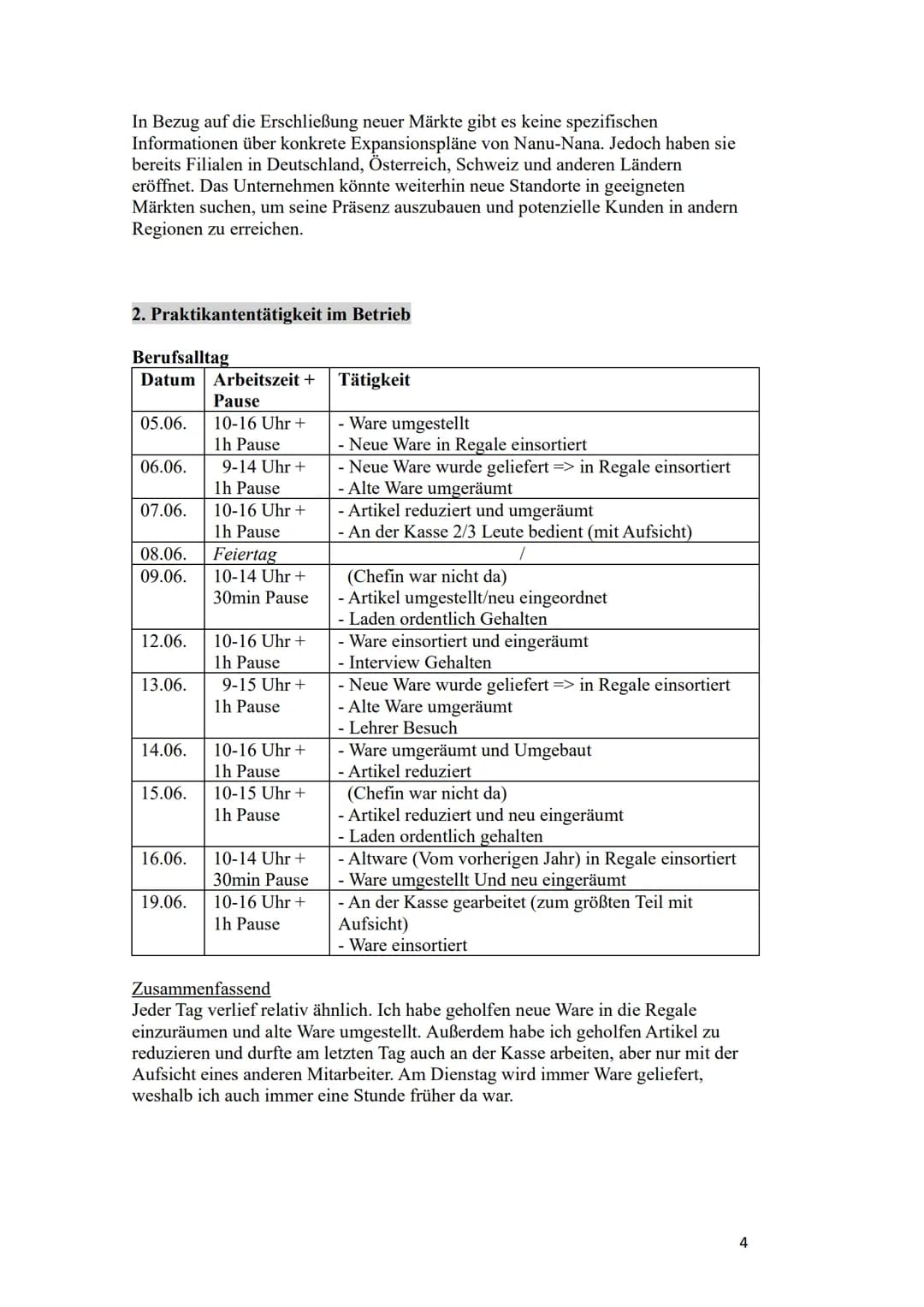 straße
Gymnasium
Praktikumsbericht
Von Diana
Kurs
Schülerbetriebspraktikum in der
Einführungsphase
vom 05.06.2023 19.06.2023
Nanu-Nana
Beruf