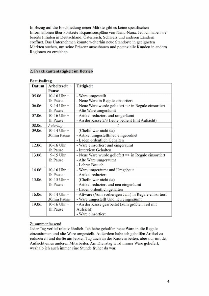 straße
Gymnasium
Praktikumsbericht
Von Diana
Kurs
Schülerbetriebspraktikum in der
Einführungsphase
vom 05.06.2023 19.06.2023
Nanu-Nana
Beruf