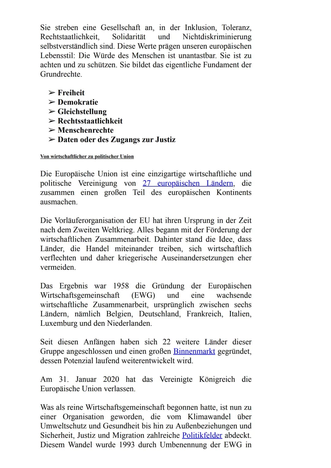 Geschichte der EU
1945-1959
Ziel: zahlreiche blutige Kriege zwischen den Nachbarländern, die
im Zweiten Weltkrieg mündeten, ein Ende zu setz