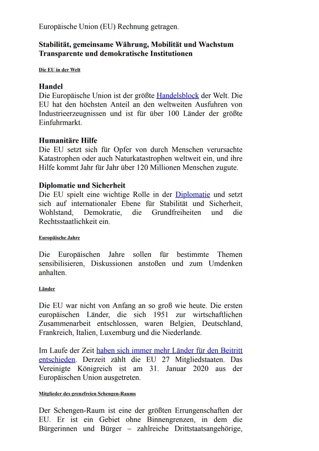 Geschichte der EU
1945-1959
Ziel: zahlreiche blutige Kriege zwischen den Nachbarländern, die
im Zweiten Weltkrieg mündeten, ein Ende zu setz