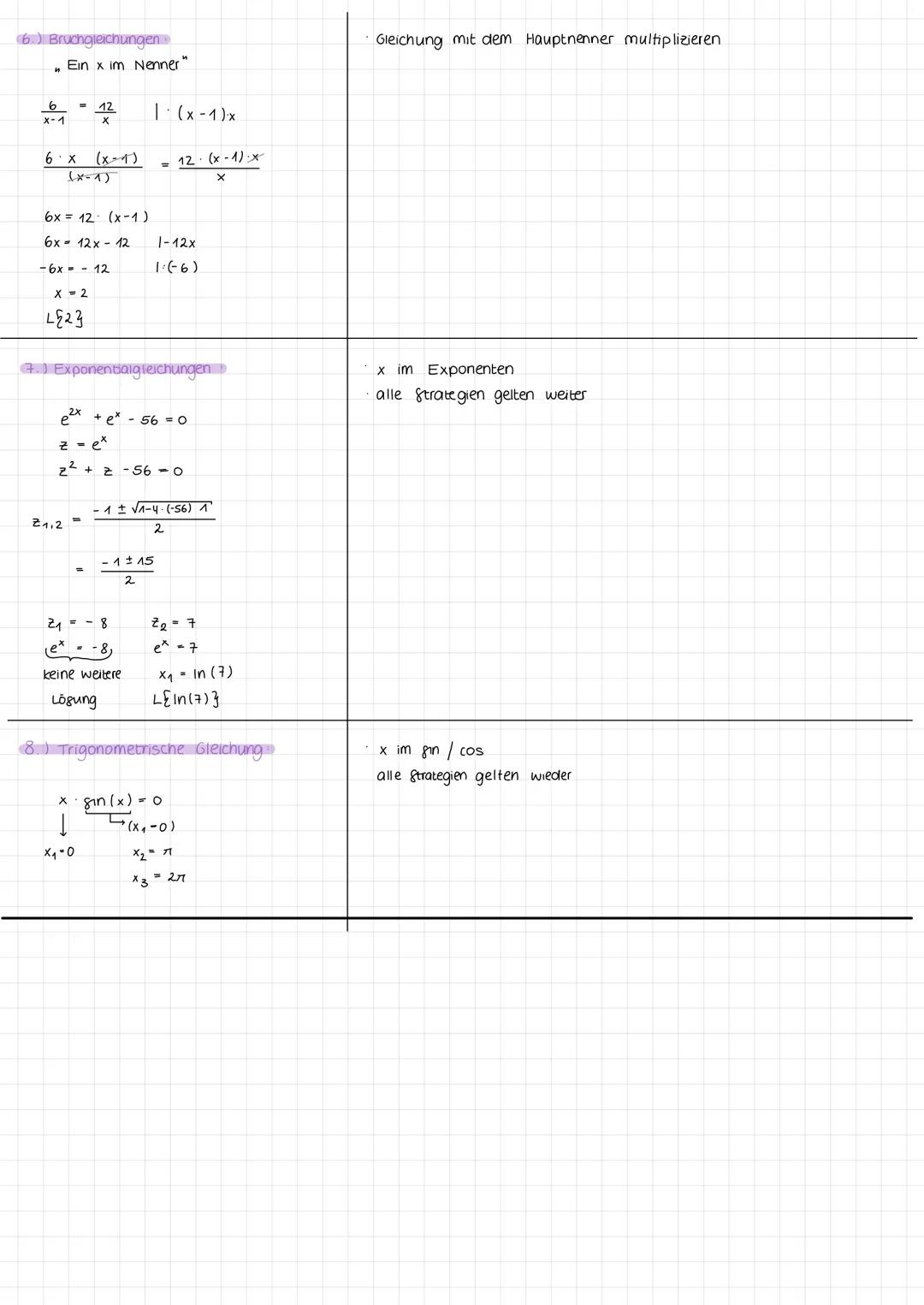 1.) Lineare Gleichungen
2.)
3.)
18x +3=39 1-3
118
18x36
X = 2
x (x-2)(x-3)² = 0
↓
↓
X1-0 X2=2
x
x1 = 0
x² + x = 0
(x + 1) = 0
x₂ = -1
LE 0;2