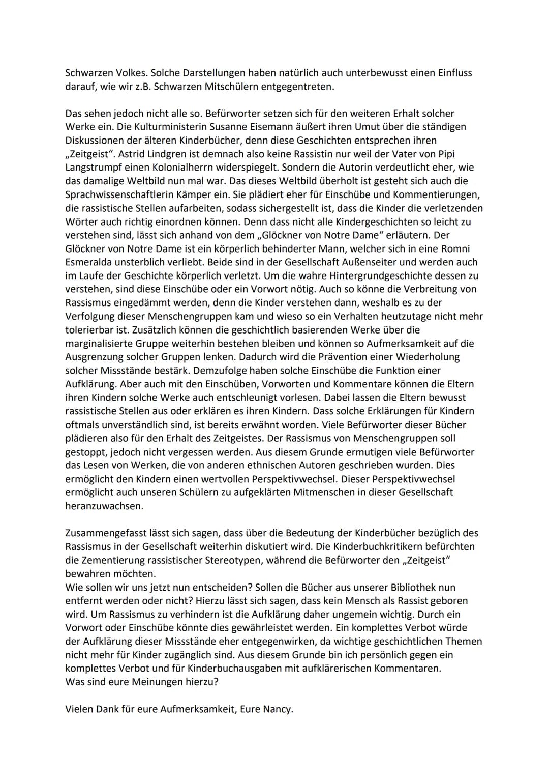 Liebe Mitschüler*innen,
Materialgestützes Schreiben:
Rassismus in Schul- und Jugendbüchern
wir haben uns in der letzten Stunde bereits der k