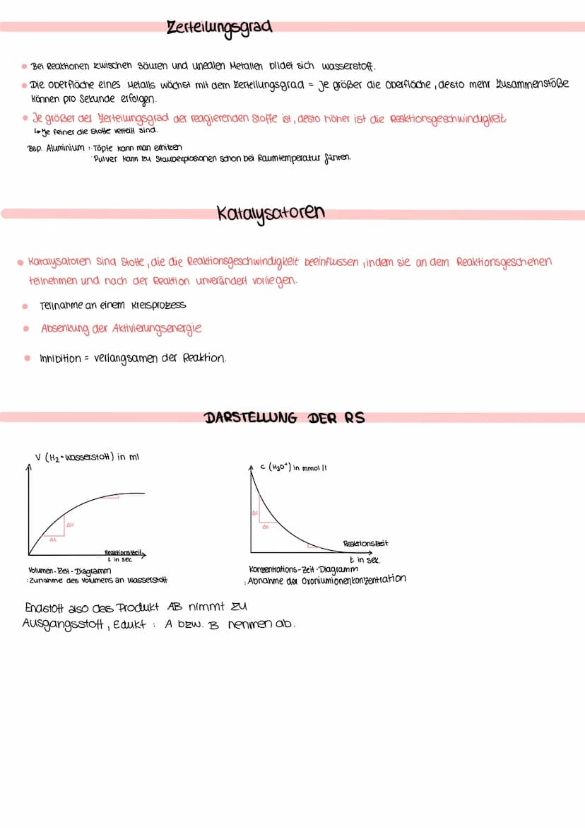 Reaktionsgeschwindigkeit
Beschreibt die Geschwindigkeit mit der eine Reaktion abläuft
Meistens wird die RG (v) durch die Veränderung in der 
