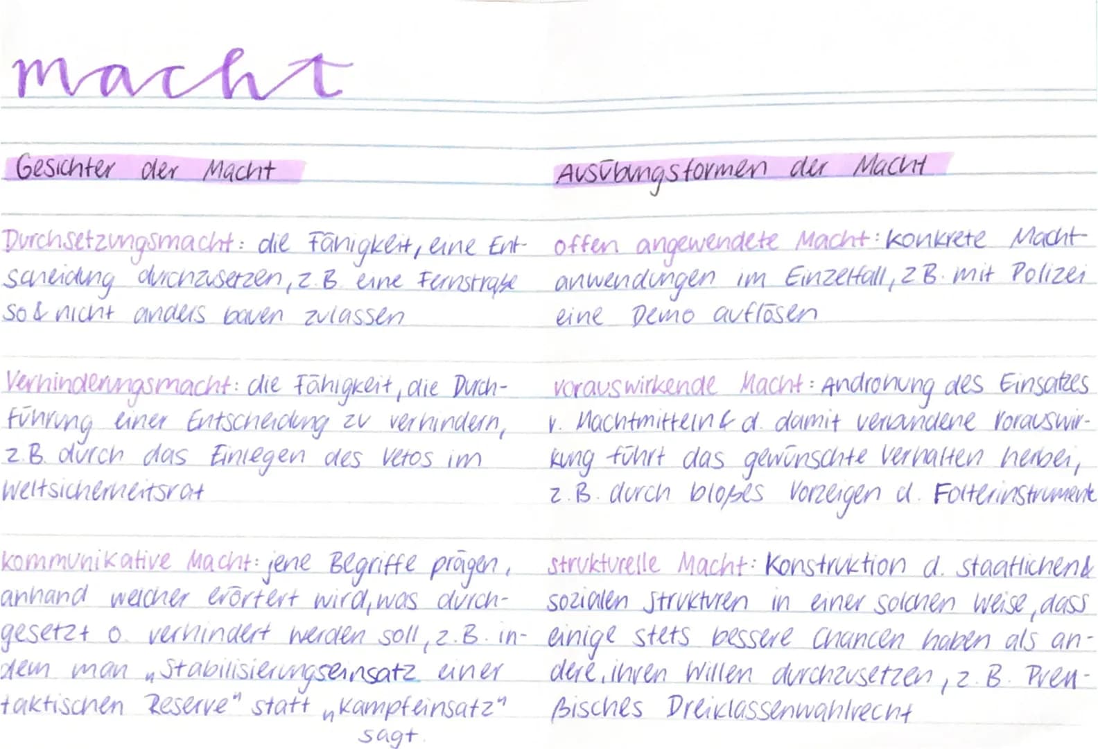 Macht, Einfluss & Herrschaft
MACHT -mind. 2 Akteure → Summe aller Kräfte & Mittel, die jmd gegenüber jmd.
anderen besitzt → Abhängigkeits- o