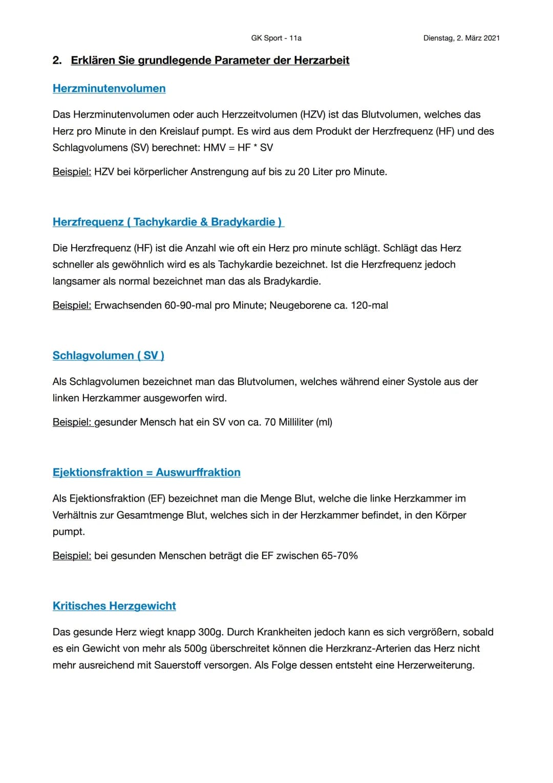 GK Sport - 11a
3. Das Herz-Kreislauf-System
Der Blutkreislauf wird in Zwei Bereiche unterteilt, in den großen Körperkreislauf und den kleine