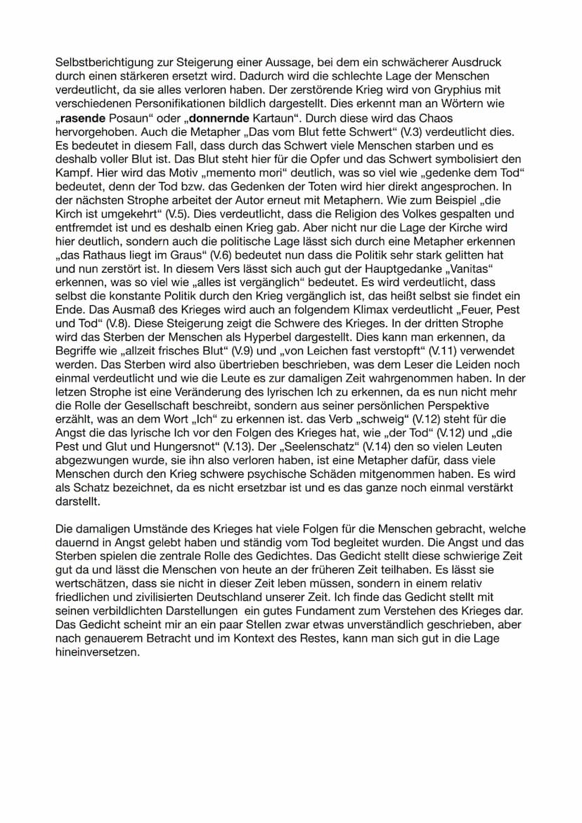 ,,Tränen des Vaterlandes" - Andreas Gryphins
Das vorliegende Gedicht ,,Tränen des Vaterlandes" wurde von Andreas Gryphins verfasst
und im Ja