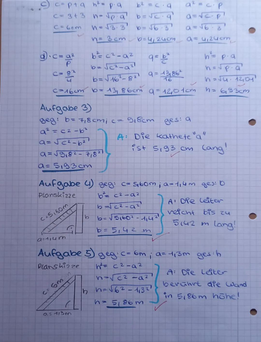 3. Klassenarbeit

Satz des Pythagoras

Name

1. Berechne im Dreieck ABC (in einem rechtwinkligen Dreieck mit c als Hypotenuse) die fehlende
