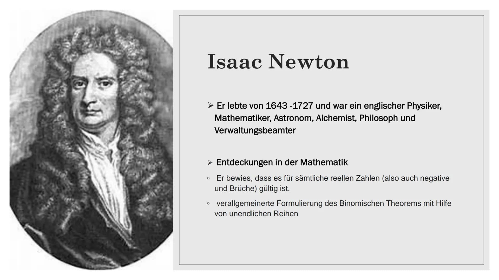 NEWTON-
VERFAHREN
Von: Abdul
-
C Gliederung
O
o Isaac Newton
• Allgemein zum Verfahren
Herleitung der Formel des Newton-Verfahrens
Anwendung