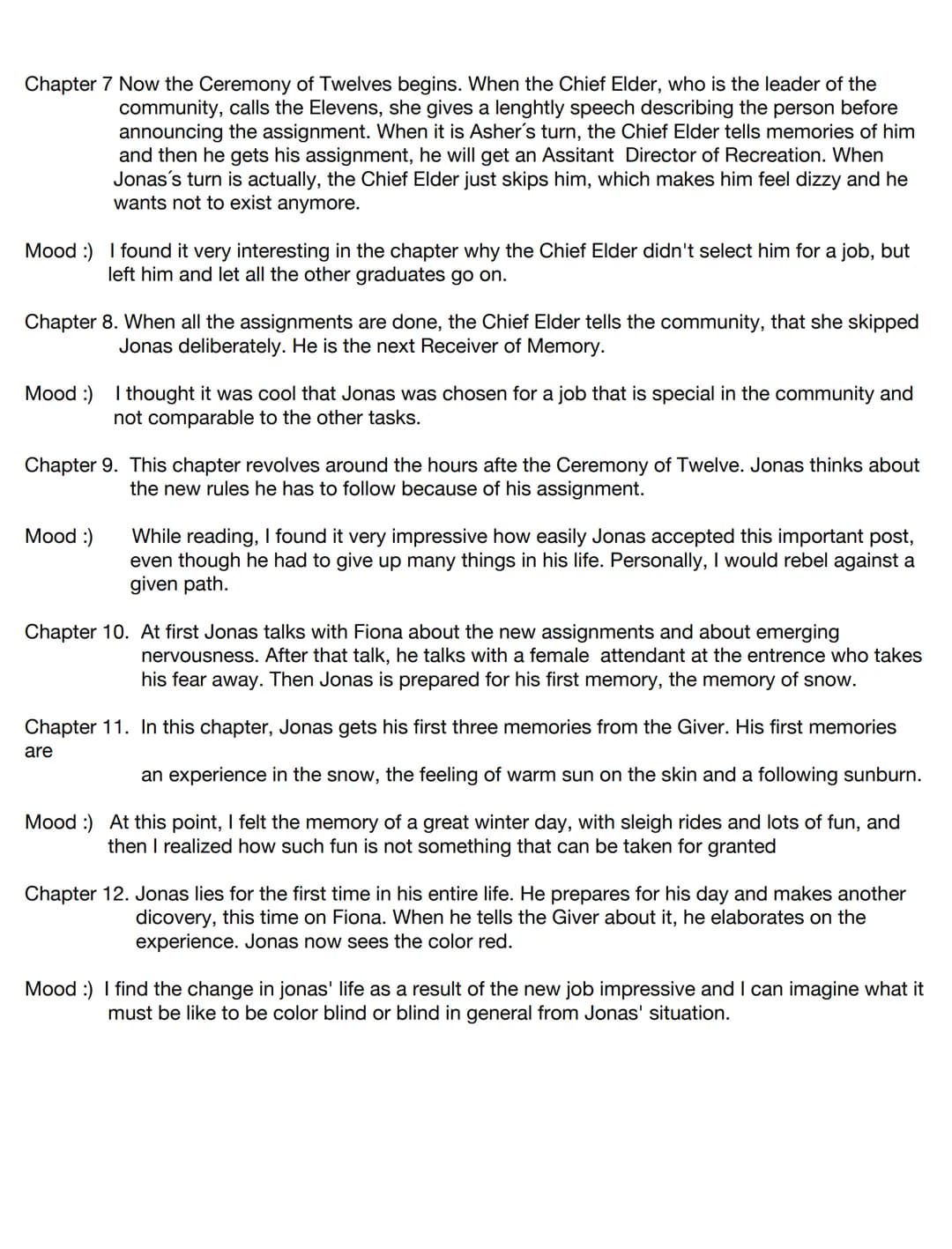 V
E
LOIS LOWRY
THE
GIVER Task A
1
Content
Summary by the excerpts
1.1 Chapter 1-3
1.2 Chapter 4-8
1.3 Chapter 9-16
1.4 Chapter 17-23
Task B
