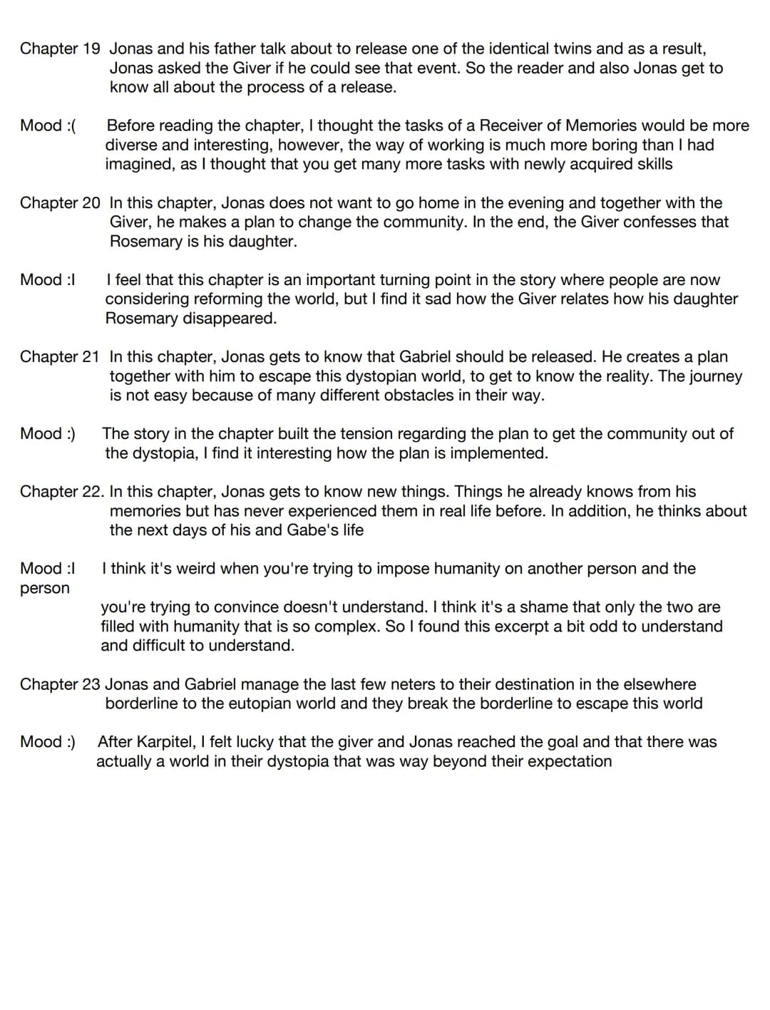 V
E
LOIS LOWRY
THE
GIVER Task A
1
Content
Summary by the excerpts
1.1 Chapter 1-3
1.2 Chapter 4-8
1.3 Chapter 9-16
1.4 Chapter 17-23
Task B
