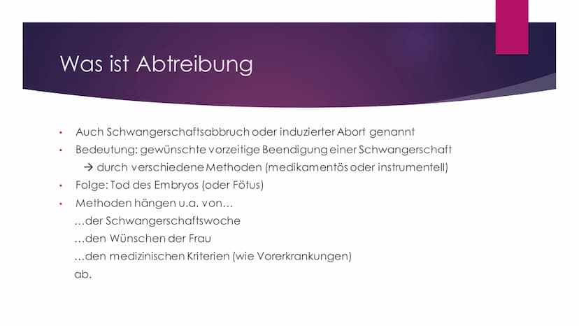Abtreibung
Wann beginnt das Leben?
Von Nick und Felix Inhaltsverzeichnis
i
O
Was ist Abtreibung?
Rechtliche Grundlagen
Ethische Problemstell