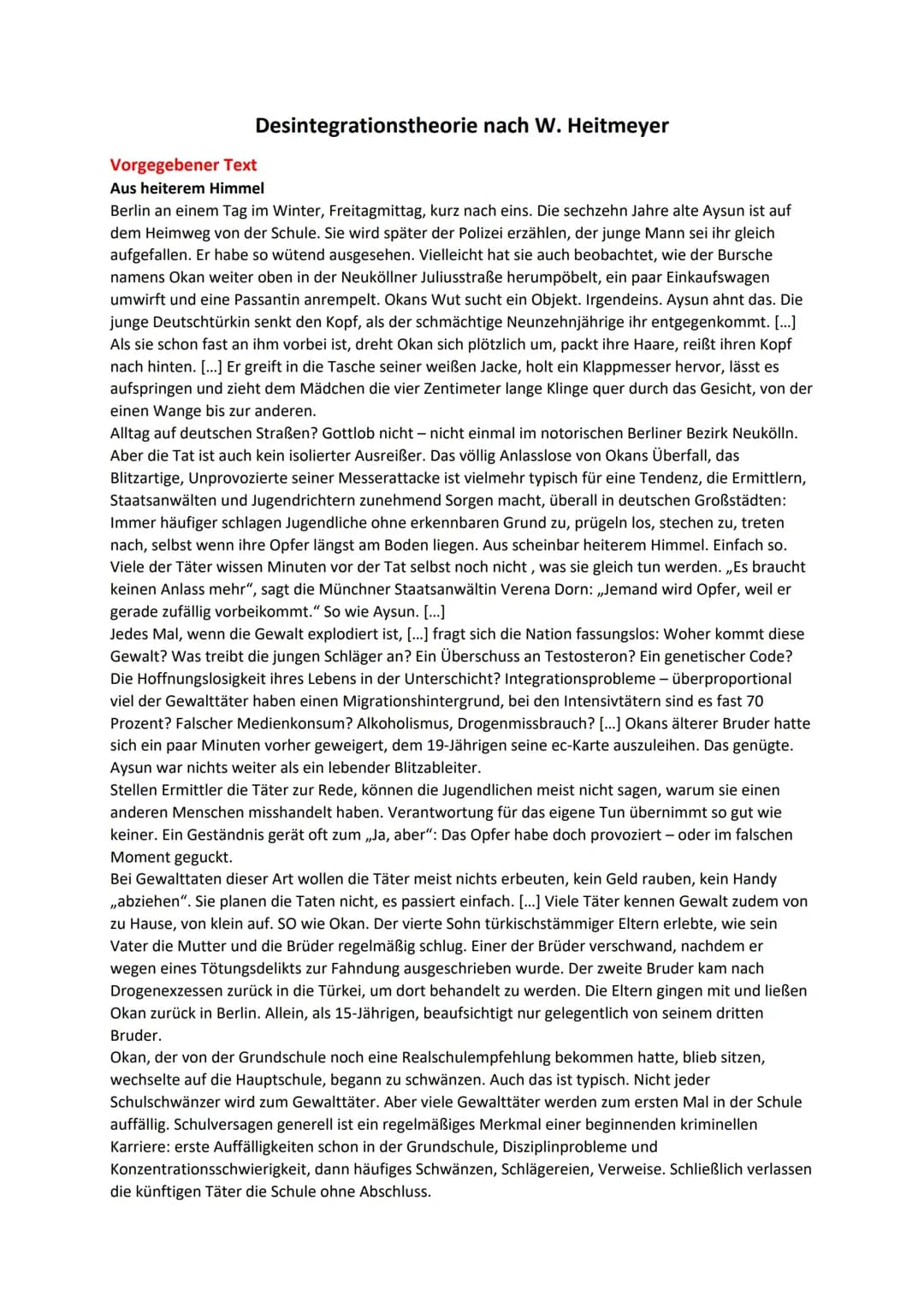 Pädagogik - "Sachtext" - Heitmeyer