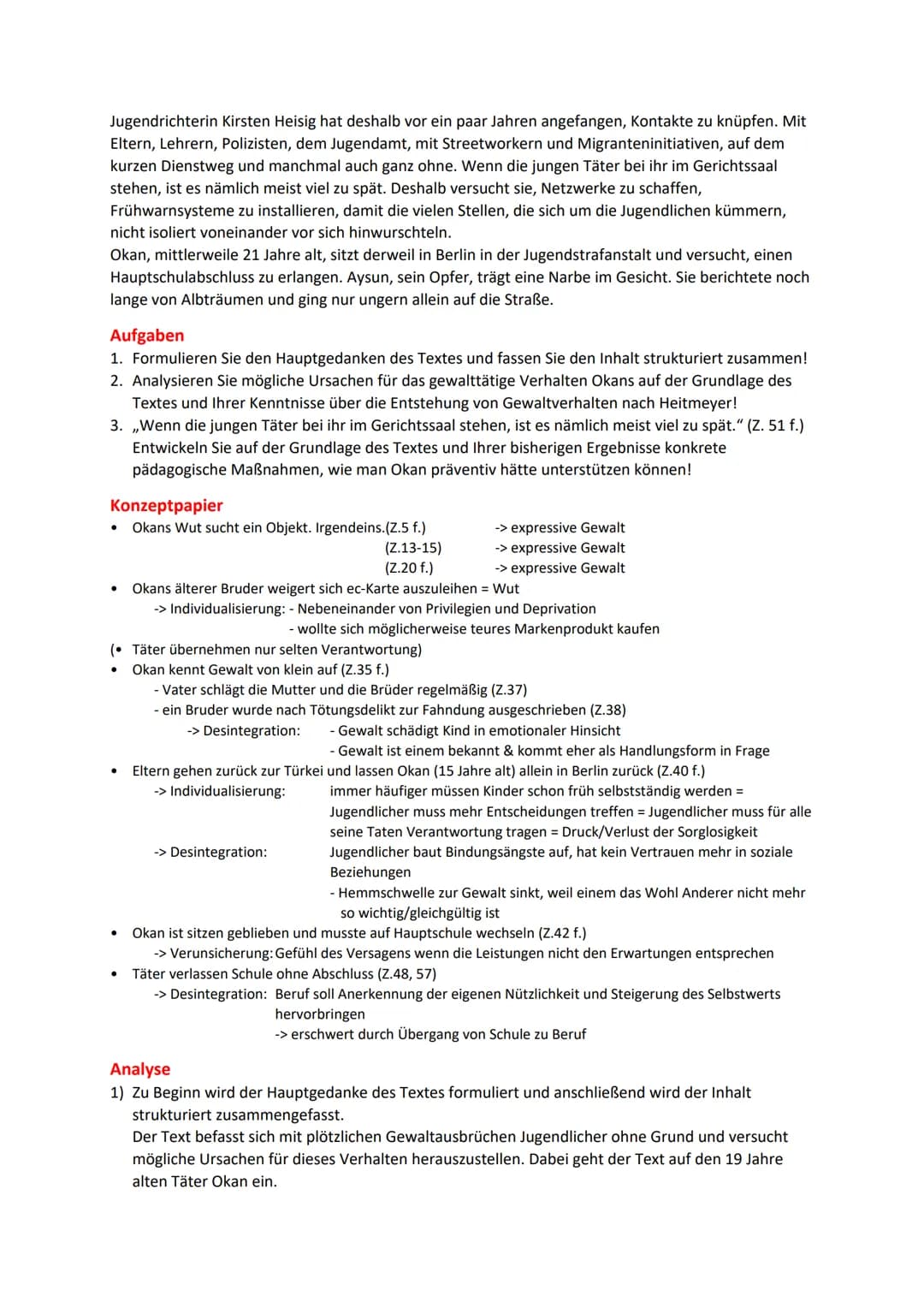 Desintegrationstheorie nach W. Heitmeyer
Vorgegebener Text
Aus heiterem Himmel
Berlin an einem Tag im Winter, Freitagmittag, kurz nach eins.