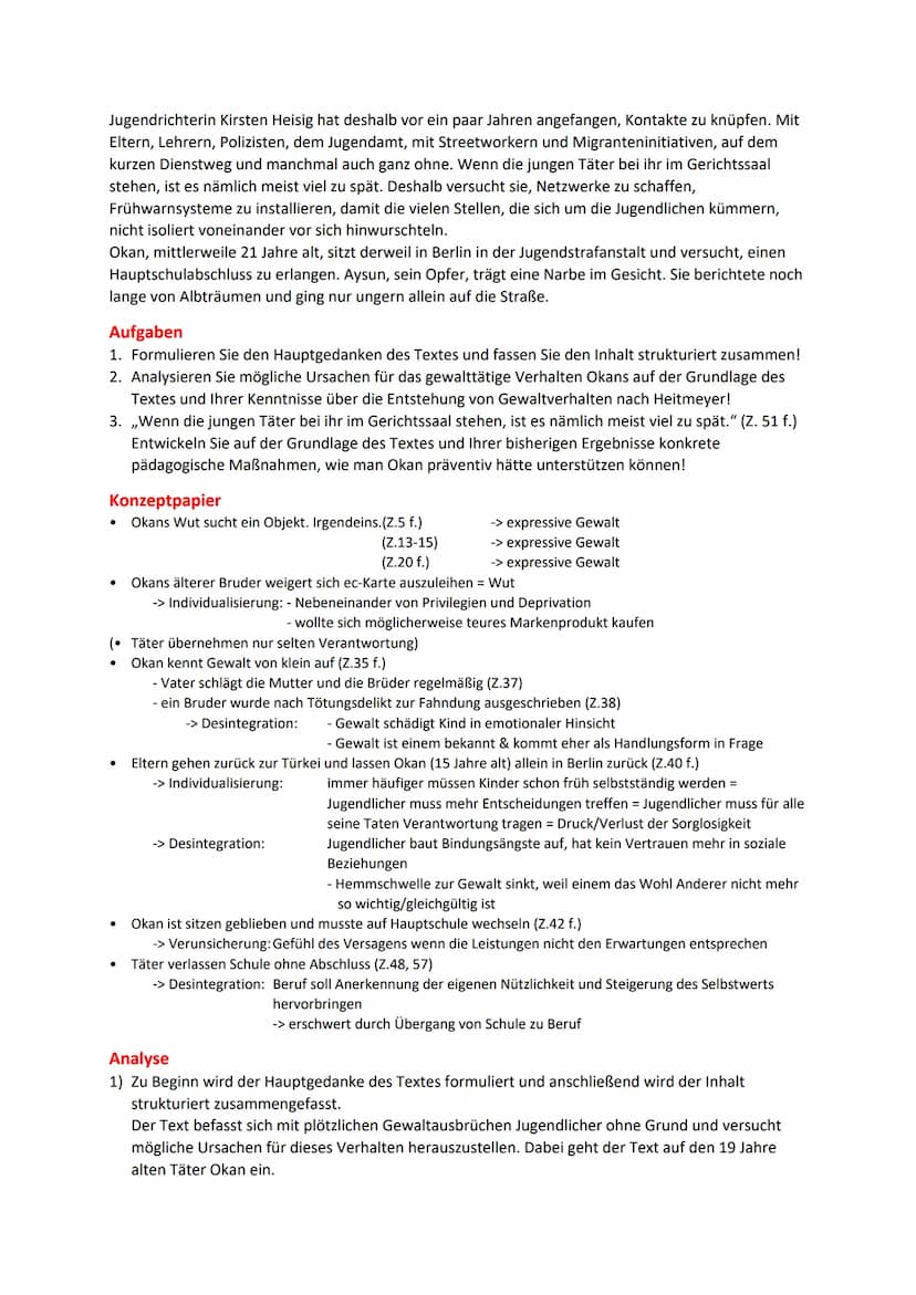 Desintegrationstheorie nach W. Heitmeyer
Vorgegebener Text
Aus heiterem Himmel
Berlin an einem Tag im Winter, Freitagmittag, kurz nach eins.
