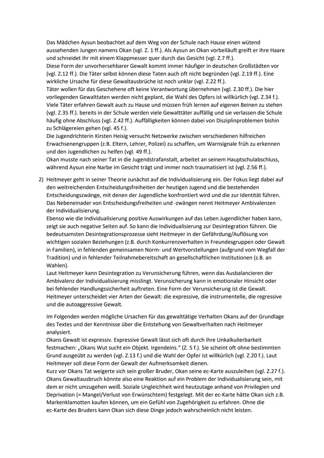 Desintegrationstheorie nach W. Heitmeyer
Vorgegebener Text
Aus heiterem Himmel
Berlin an einem Tag im Winter, Freitagmittag, kurz nach eins.
