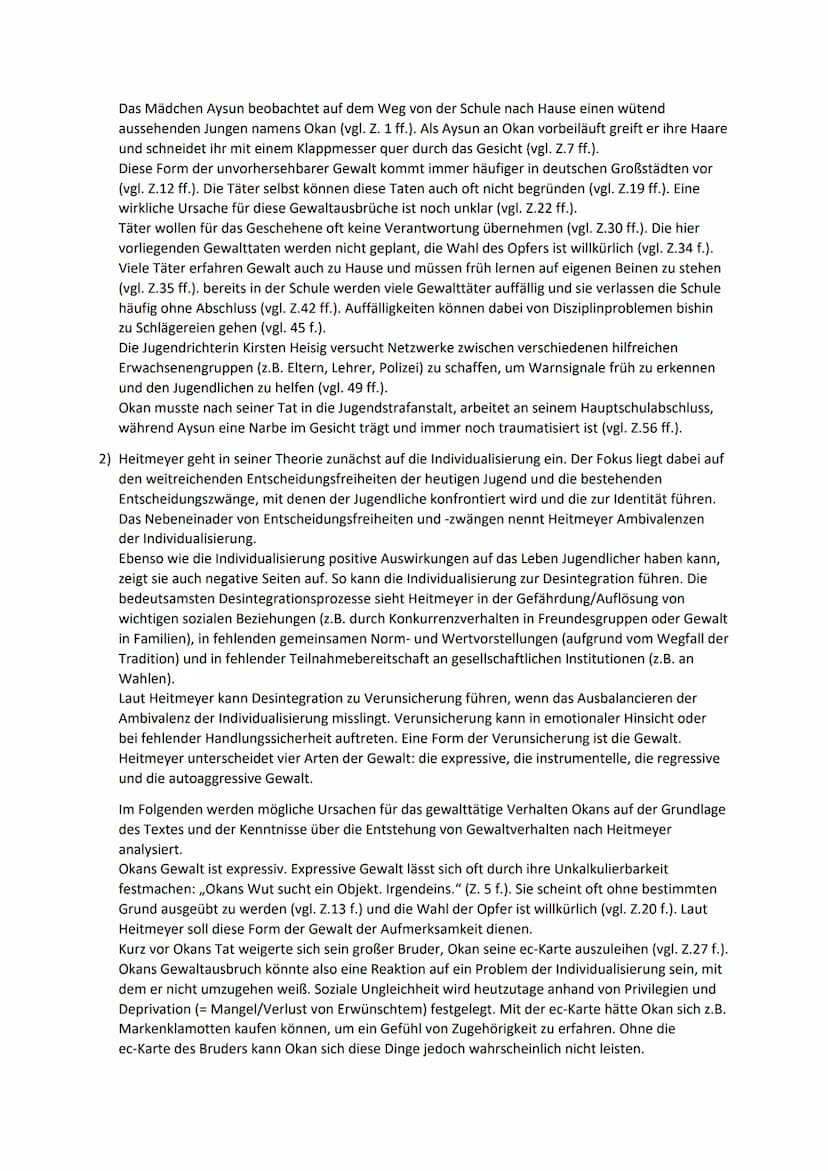 Desintegrationstheorie nach W. Heitmeyer
Vorgegebener Text
Aus heiterem Himmel
Berlin an einem Tag im Winter, Freitagmittag, kurz nach eins.