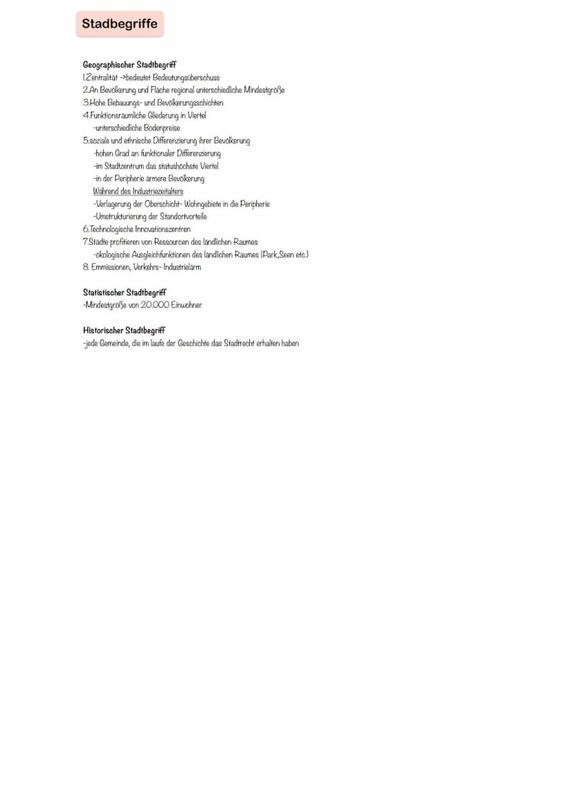  Woran erkenne ich eine City?
Funktionale Gliederung
-man betrachtet die Nutzung von Stadtbereichen
-Bildung
-Freizeit
-Kultur
-Gesundheitsv