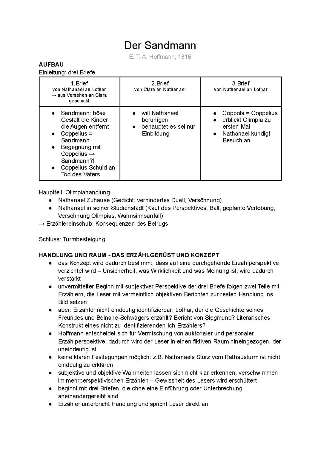 Der Sandmann - Erzähler, Zusammenfassungen und Analysen einfach erklärt