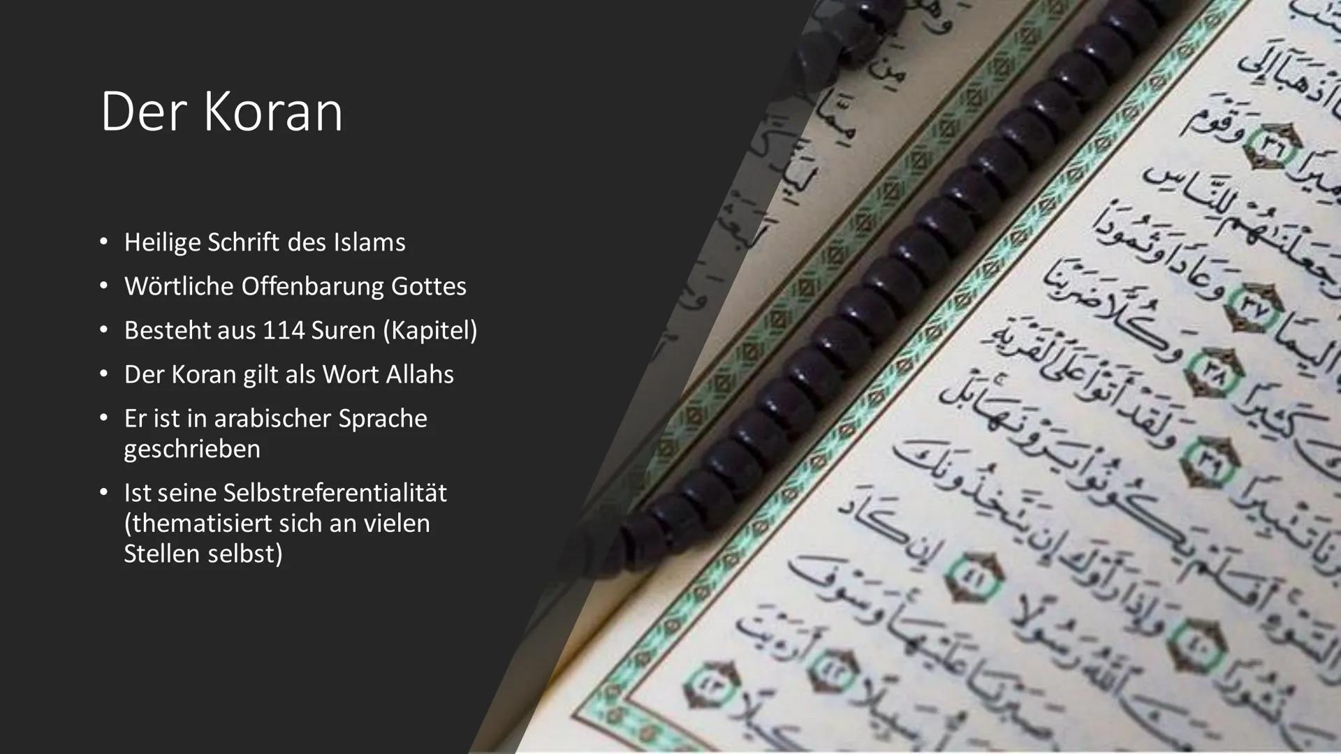 Der Islam
C+ Inhalt
Allgemeines
• Die Entstehung des Islams
Der Gott
• Der Prophet Mohammed
Die 5 Säulen
Die 6 Säulen
Der Koran
• Die Mosche