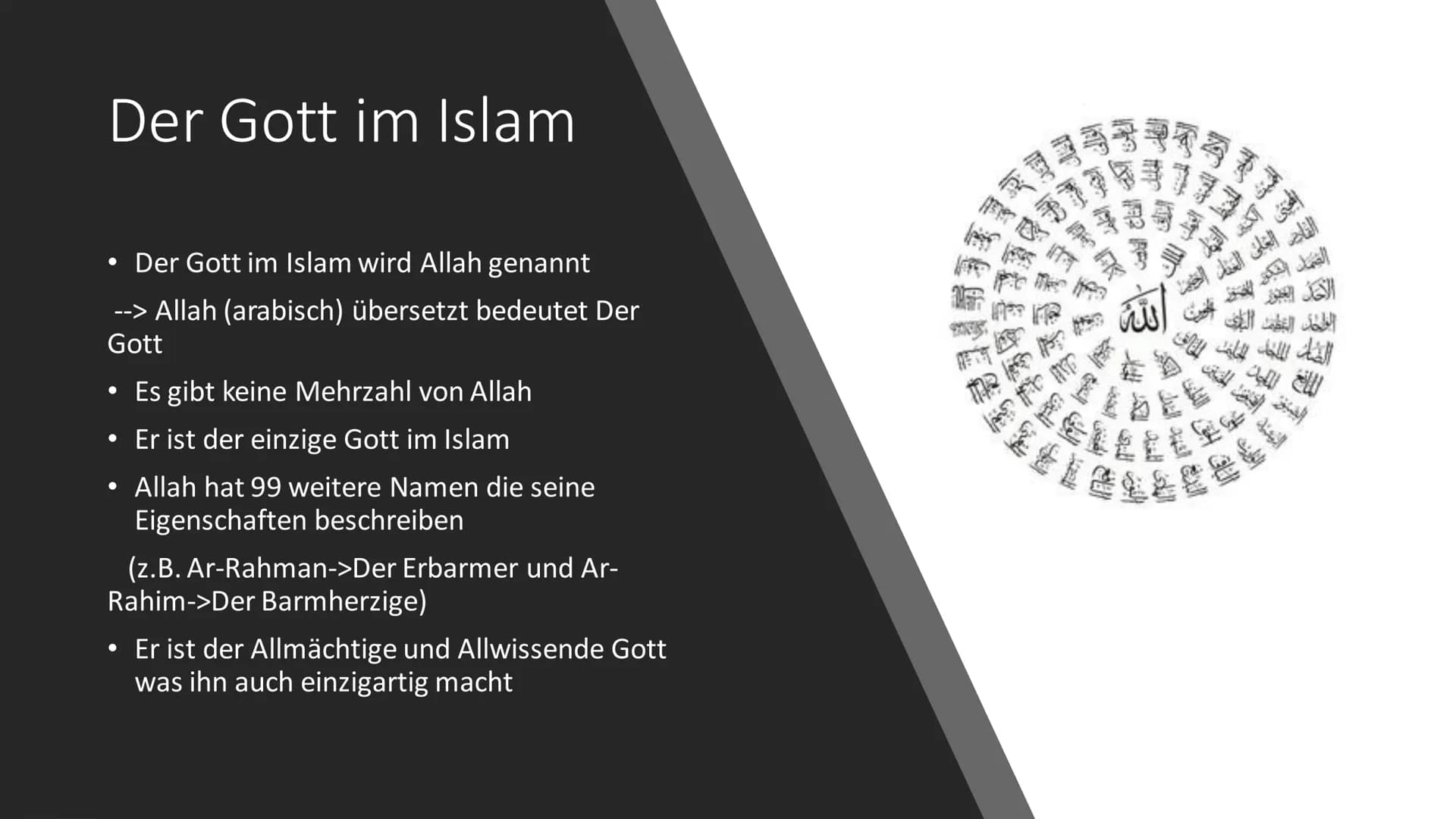 Der Islam
C+ Inhalt
Allgemeines
• Die Entstehung des Islams
Der Gott
• Der Prophet Mohammed
Die 5 Säulen
Die 6 Säulen
Der Koran
• Die Mosche