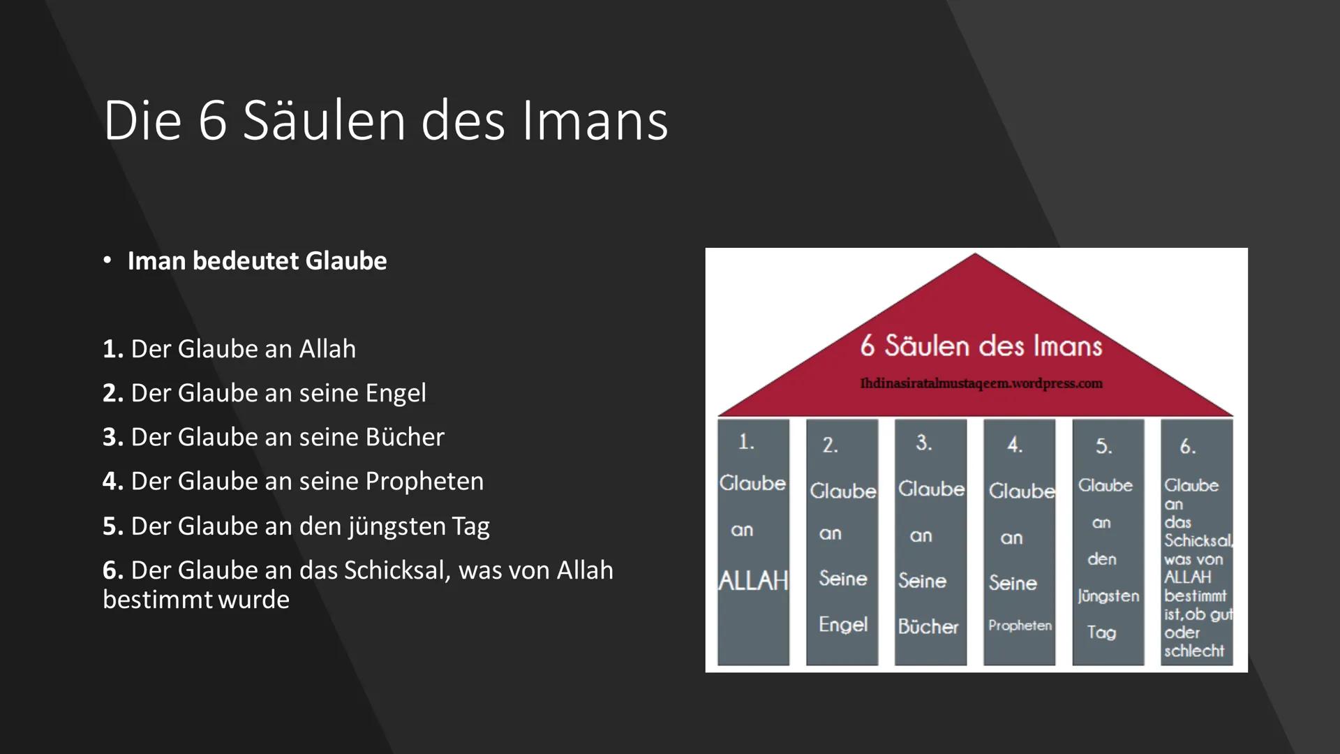 Der Islam
C+ Inhalt
Allgemeines
• Die Entstehung des Islams
Der Gott
• Der Prophet Mohammed
Die 5 Säulen
Die 6 Säulen
Der Koran
• Die Mosche