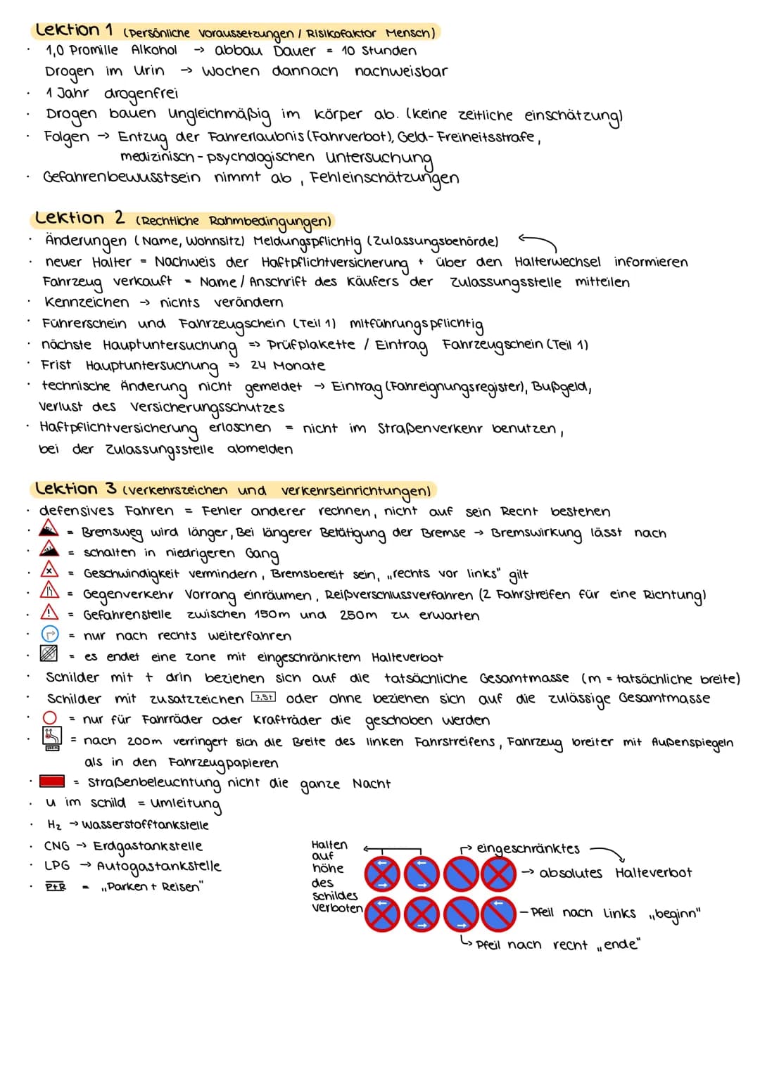 .
.
.
Lektion 1 (persönliche Voraussetzungen / Risikofaktor Mensch)
1,0 Promille Alkohol
abbau Dauer = 10 Stunden
Drogen im Urin →> Wochen d