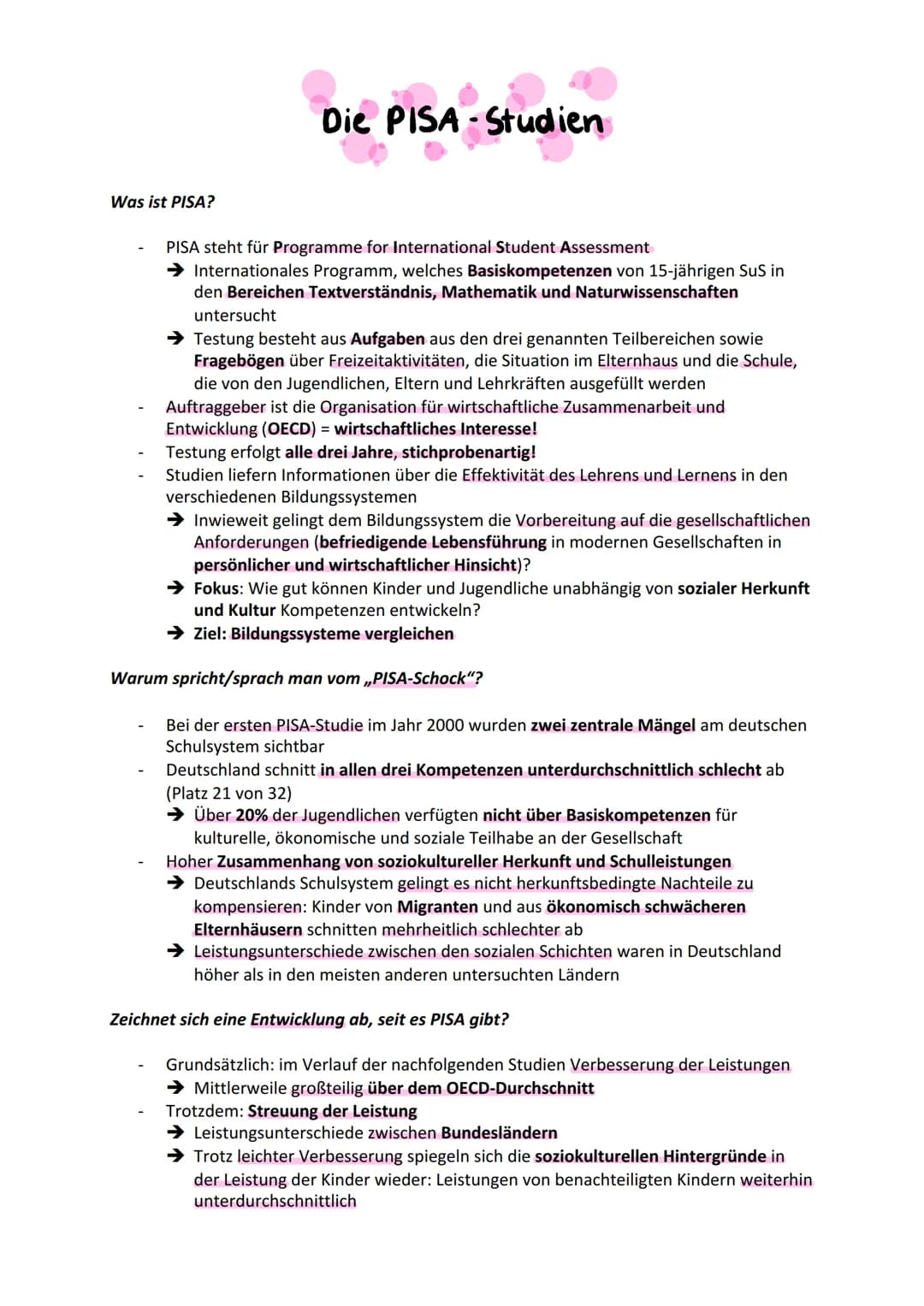 Was ist PISA?
-
Die PISA-Studien
PISA steht für Programme for International Student Assessment
➜ Internationales Programm, welches Basiskomp