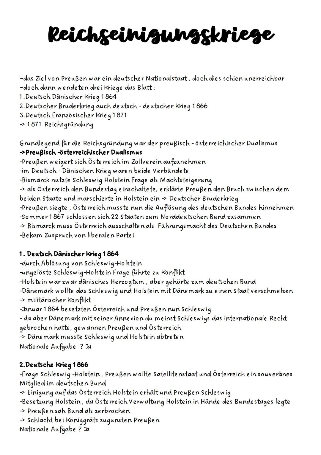 # Reichseinigungskriege

~das Ziel von Preußen war ein deutscher Nationalstaat, doch dies schien unerreichbar
-doch dann wendeten drei Krieg