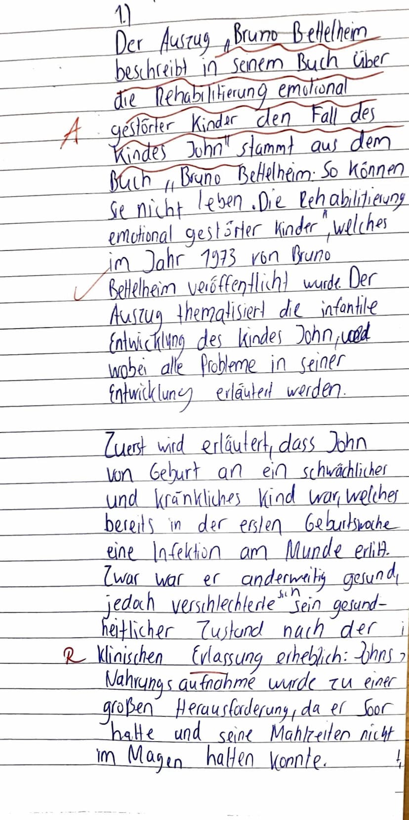 Thema: Die psychosexuelle Entwicklung nach Sigmund Freud
Materialgrundlage: Bruno Bettelheim: So können sie nicht leben. Die Rehabilitierung