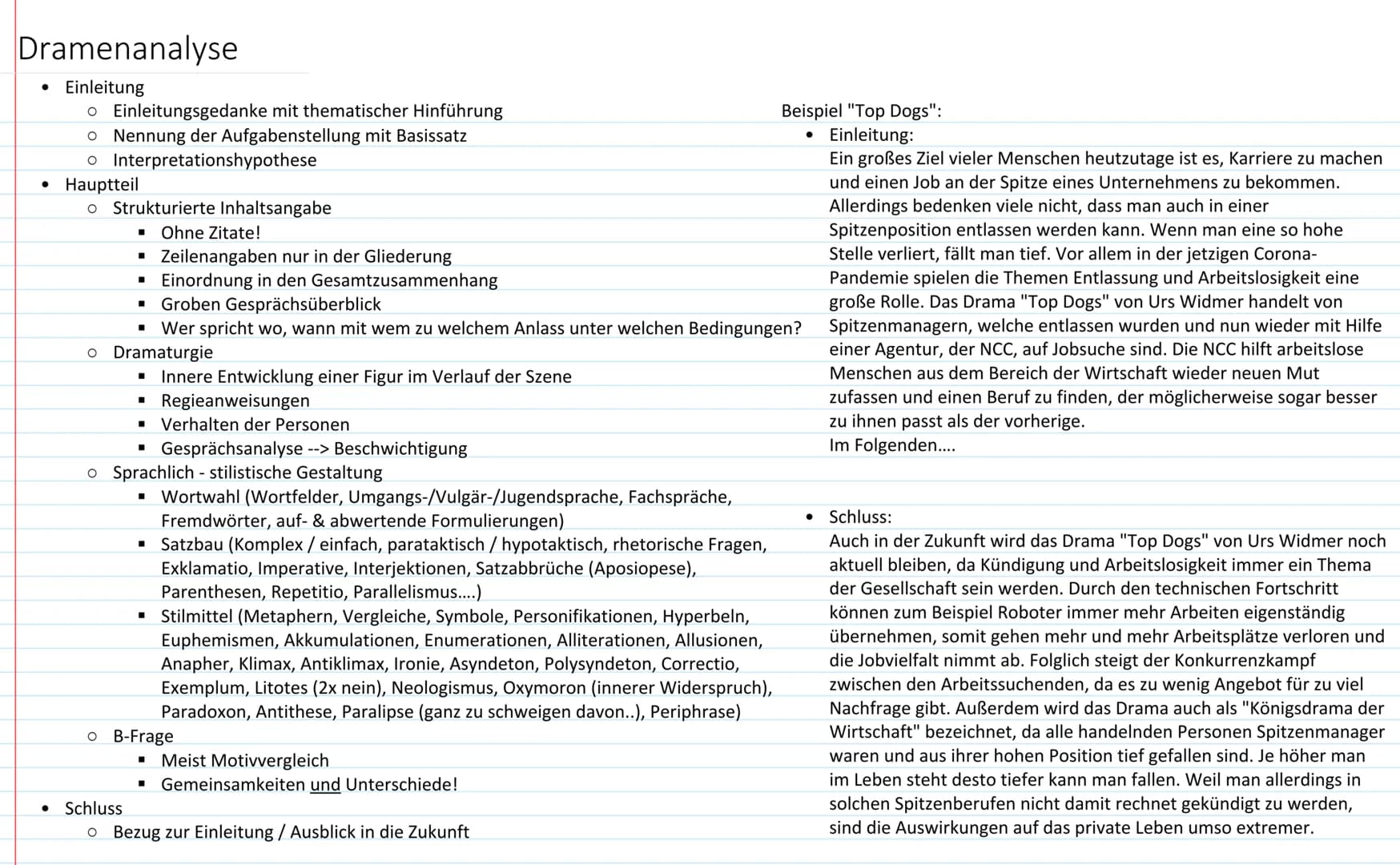 Dramenanalyse
Einleitung
o Einleitungsgedanke mit thematischer Hinführung
o Nennung der Aufgabenstellung mit Basissatz
o Interpretationshypo