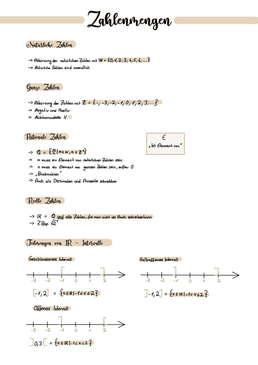 Natürliche Zahlen
->
> Abkürzung der natürlichen Zahlen mit IN = {0; 1; 2; 3; 4; 5; 6; ... }
Natürliche Zahlen sind unendlich
Ganze Zahlen
-