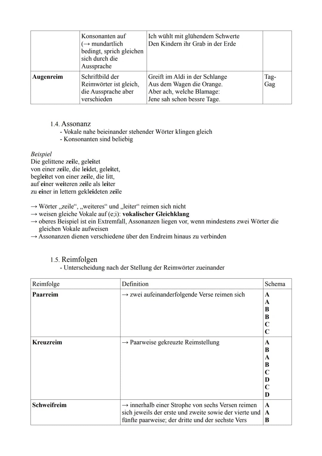 1. Die Strophe
1.1 Strophen
- sind Verbindungen aus Versen
- geschlossene Einheit
- je nach Anzahl der Verse Bezeichnung als: Zweizeiler, Dr