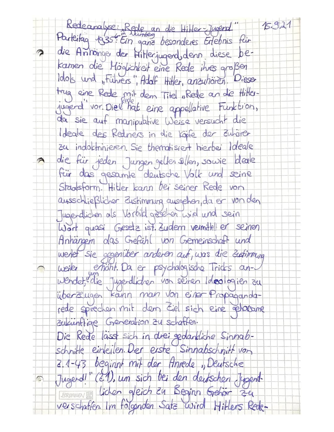 Redeanalyse: Rede an die Hiller-Jugend"
Parteitag 1935: Ein gane besonderes Erlebnis füir
die Anhänger der Hitlerjugend, denn diese be-
kame